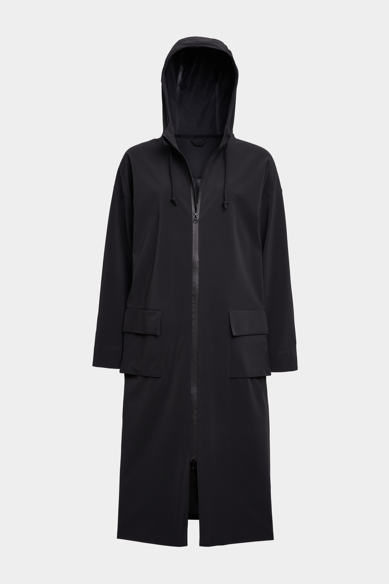 Sandviken Long Matte Zip Raincoat Black 1