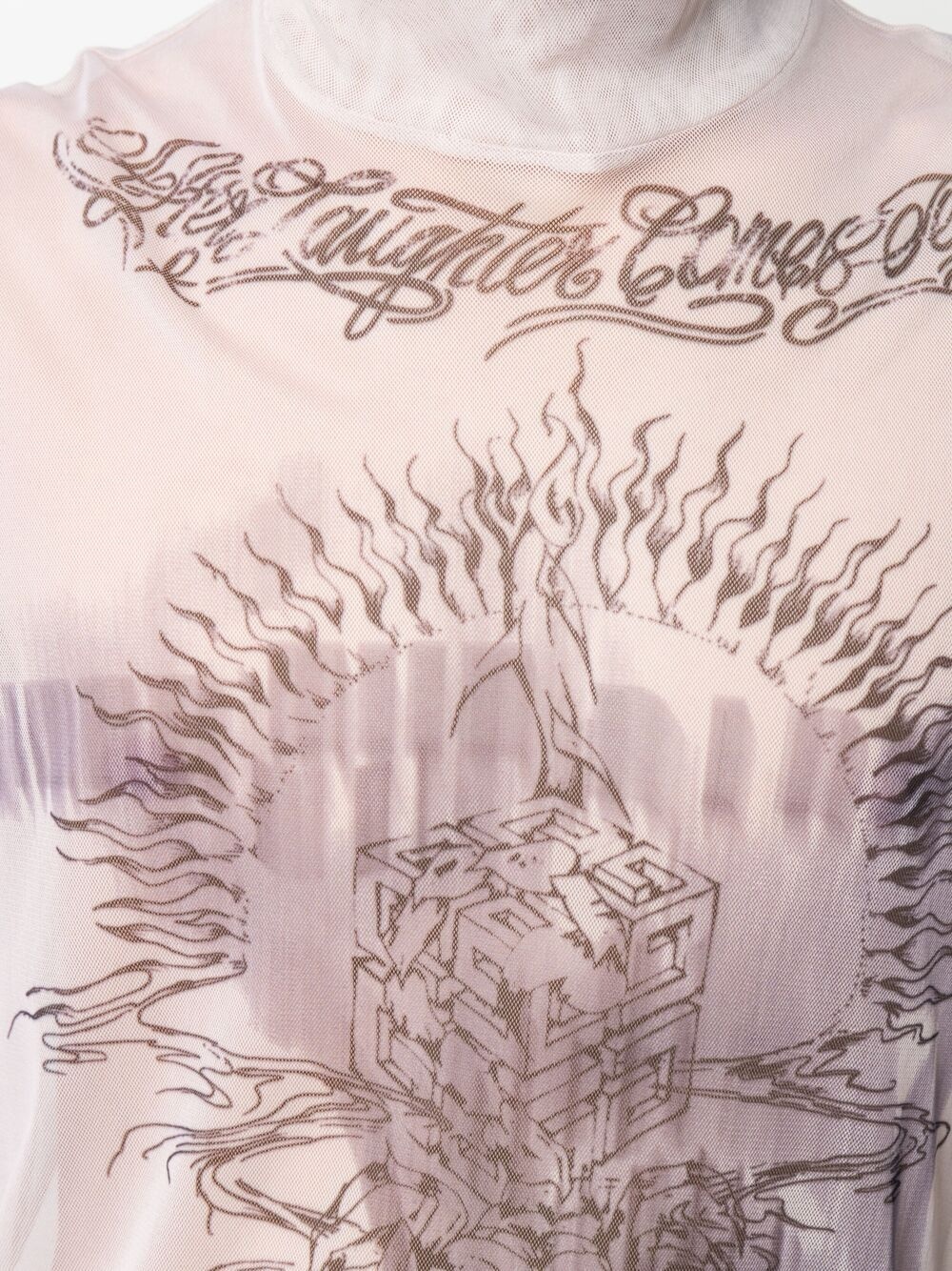 graphic-print high neck T-shirt - 5