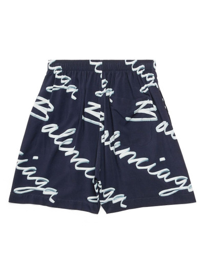 BALENCIAGA scribble-logo pyjama shorts outlook