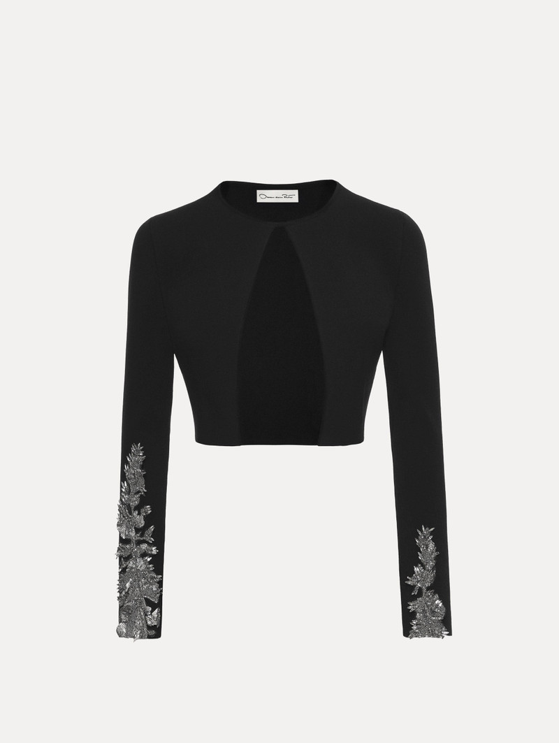 FEATHER SEQUIN EMBROIDERED KNIT CARDIGAN 1