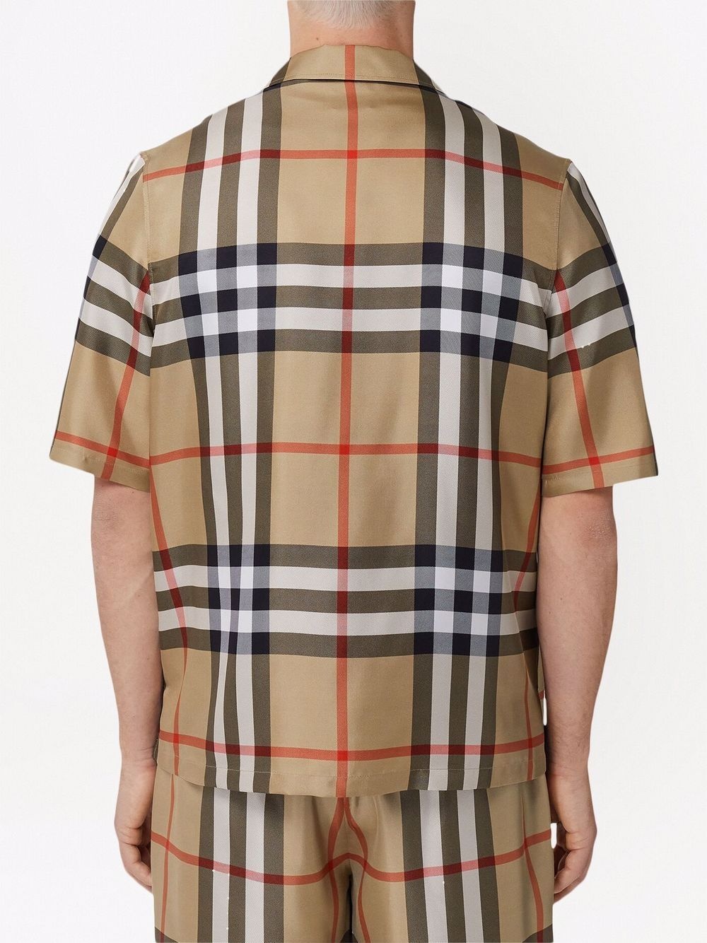 short-sleeve check silk shirt - 4
