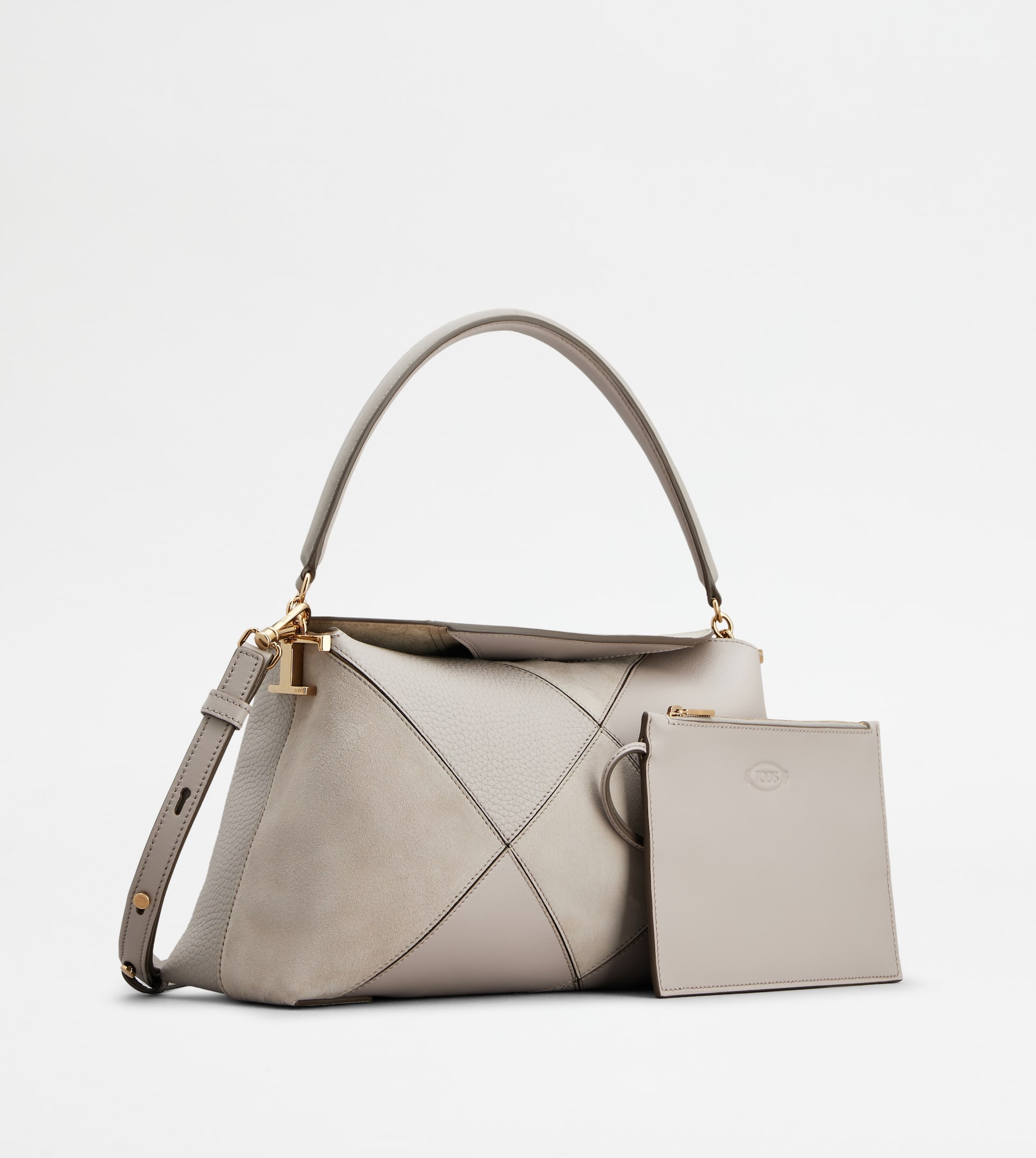 TOD'S T CASE TOTE MESSENGER BAG IN LEATHER SMALL - GREY - 3