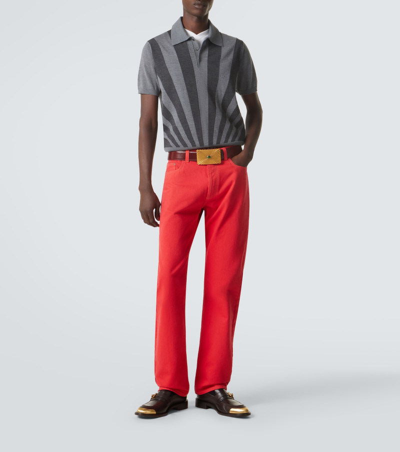 VERSACE Intarsia striped virgin wool polo shirt outlook