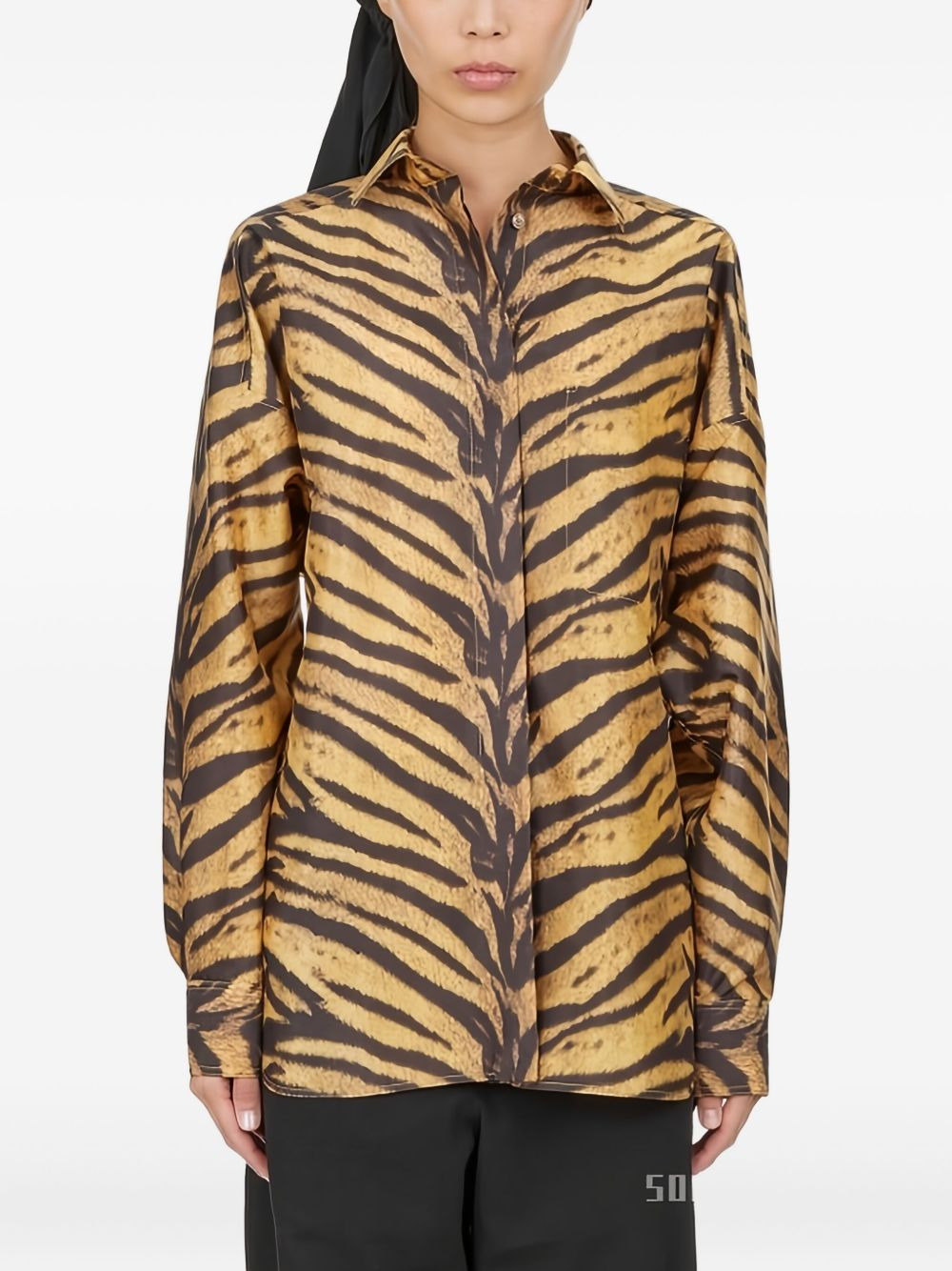tiger-print long-sleeved shirt - 2