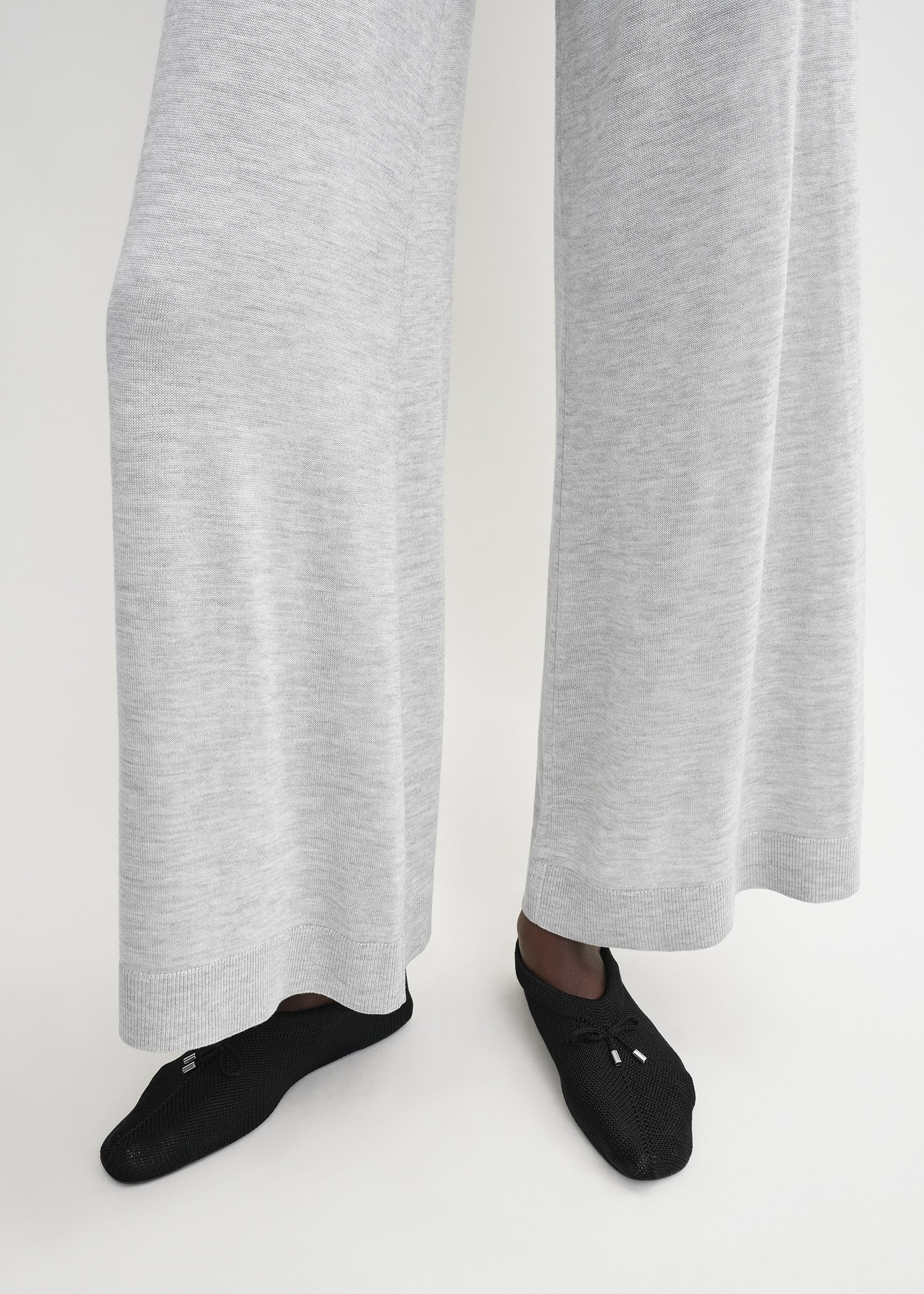 Silk cashmere knit slacks grey melange - 5