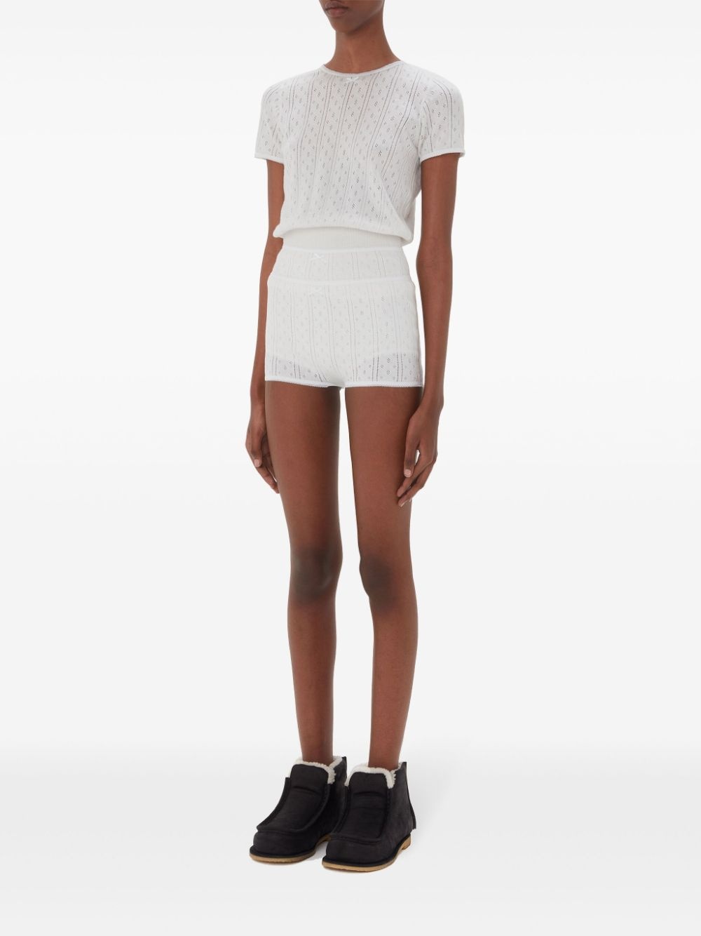 pointelle cap-sleeve top - 2
