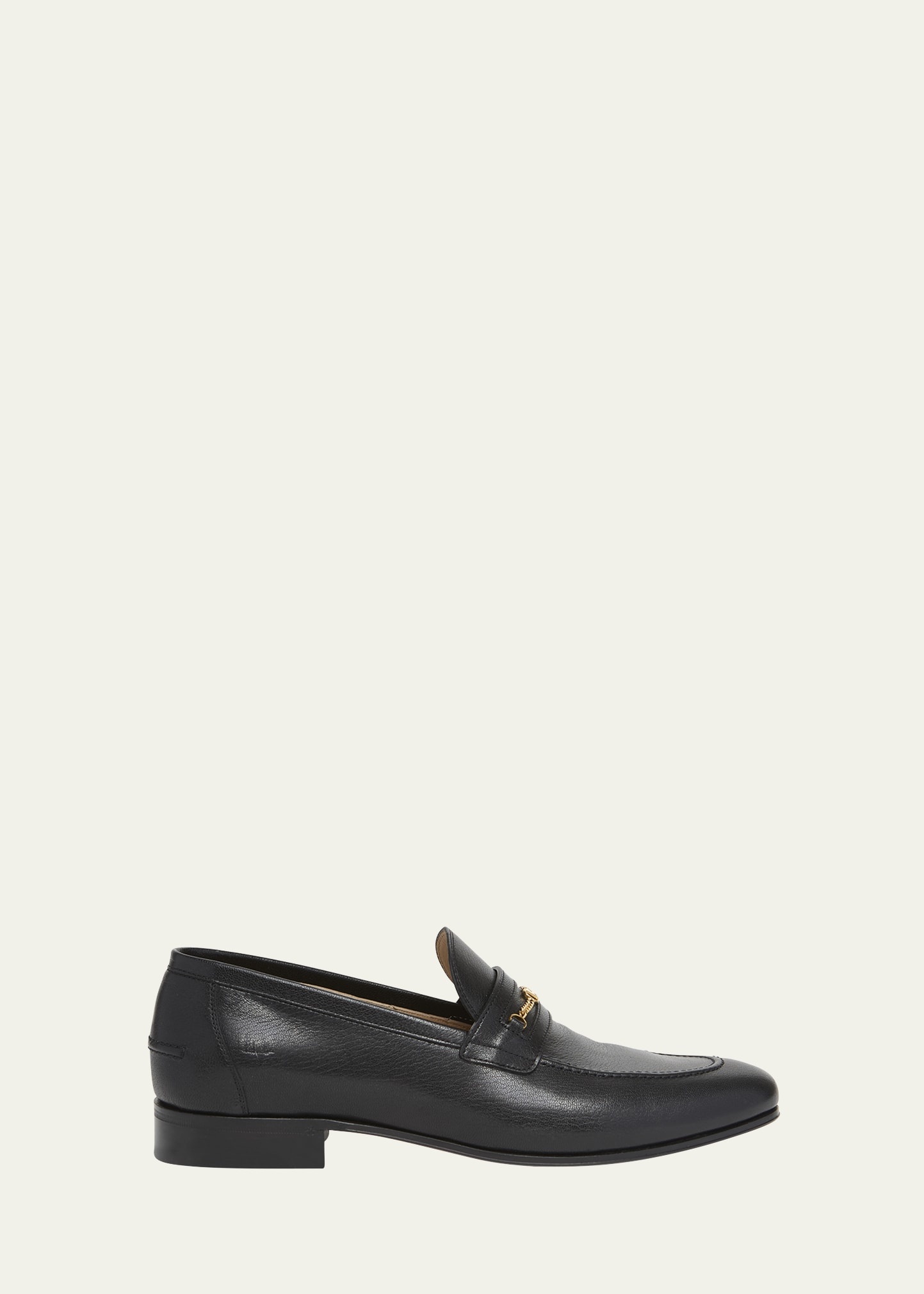 Men's Leather VLogo Chain Bit Loafers - 1