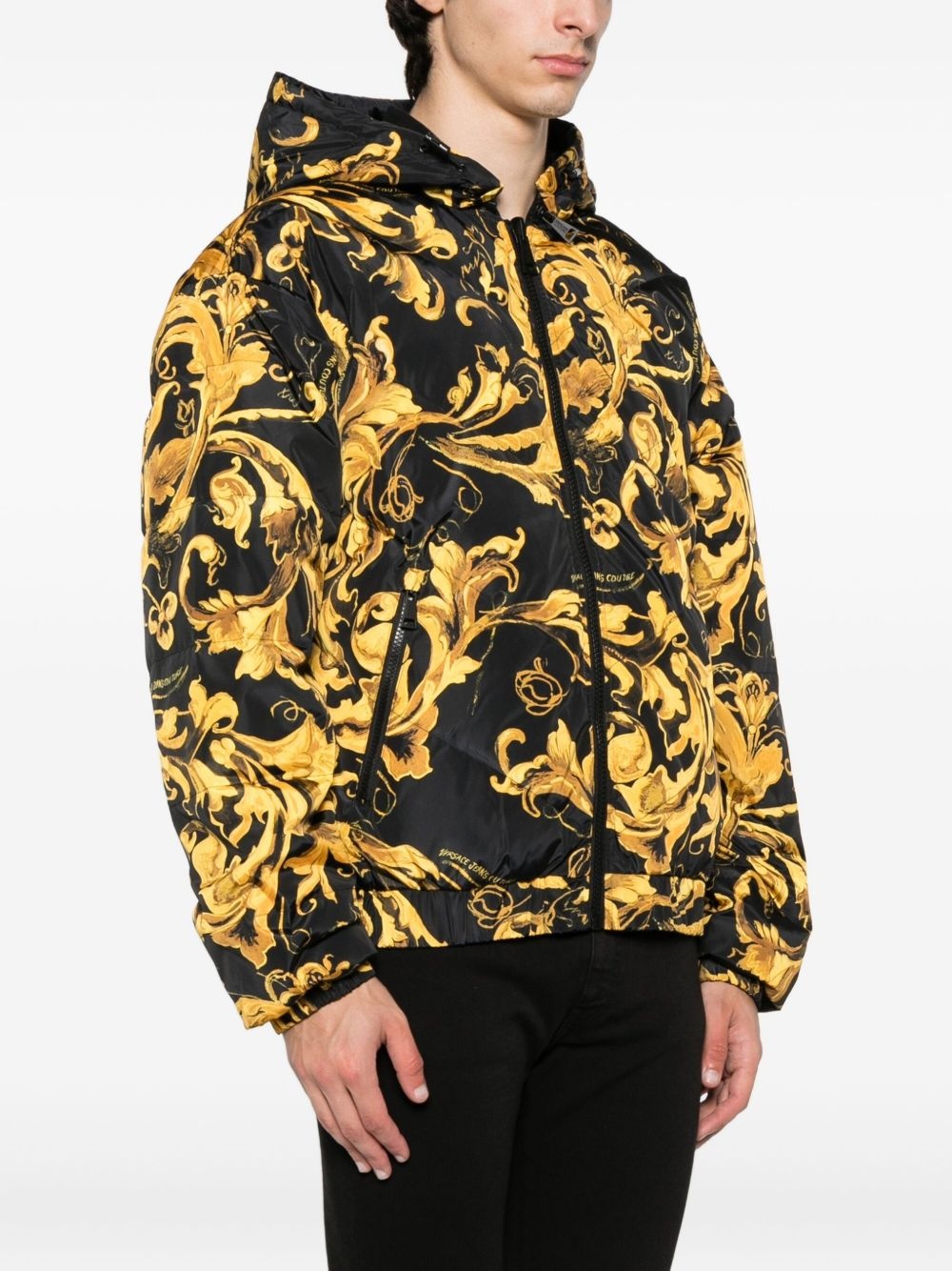 baroque-print hooded jacket - 3