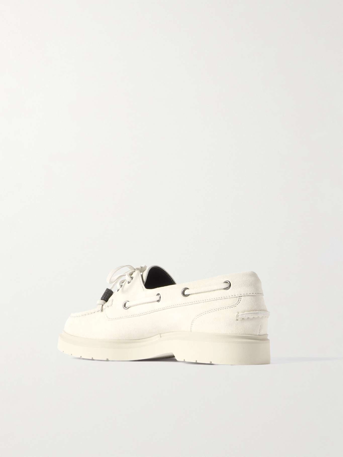 Bead-embellished suede loafers Cream - 3