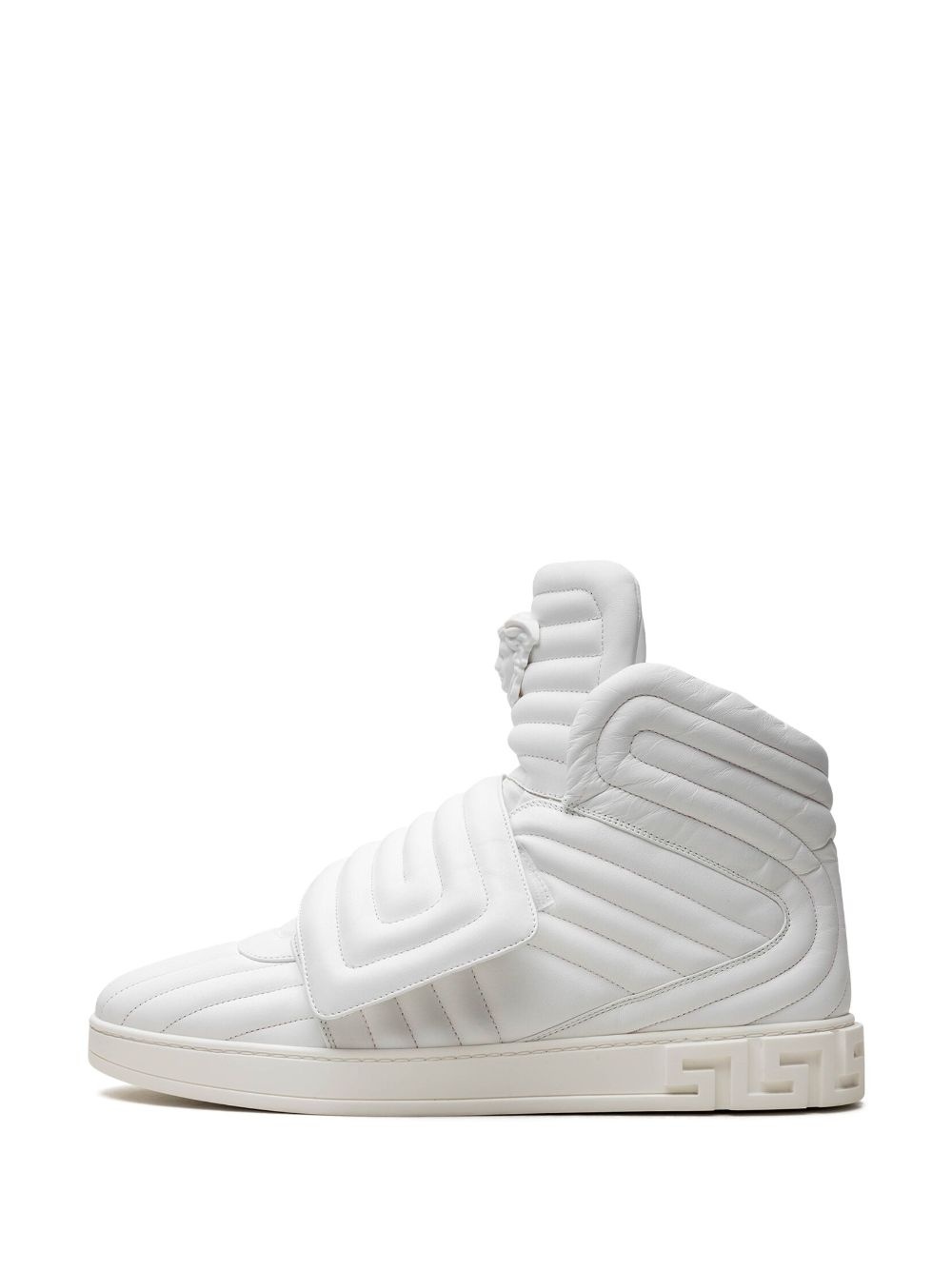 quilted high-top "White" sneakers - 5