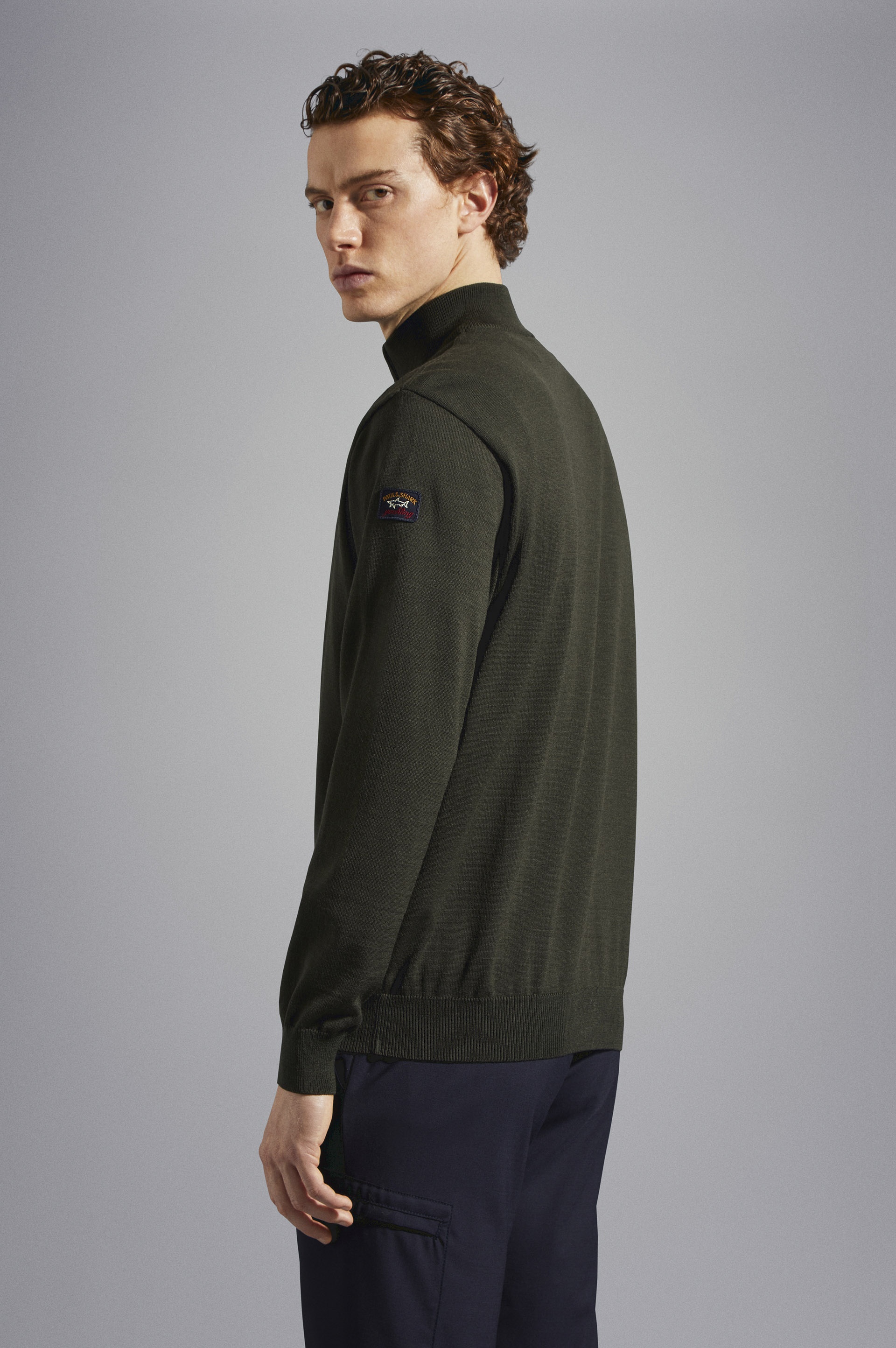 MERINO WOOL HALF ZIP SWEATER WITH ICONIC BADGE - 3