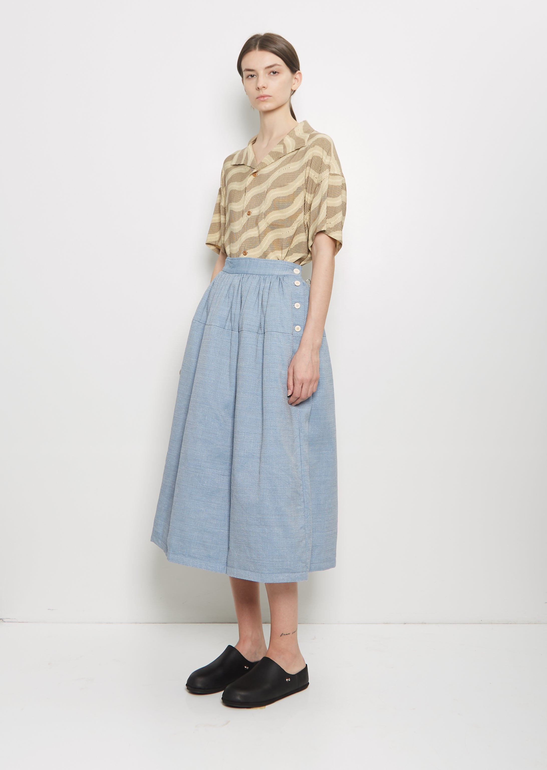Wool Linen Elevation Sashinko Down Skirt - 4