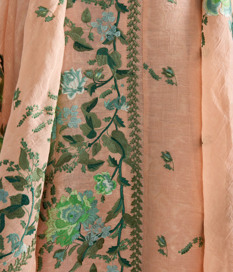 EMBROIDERED ORGANZA DRAPED MIDI DRESS 7