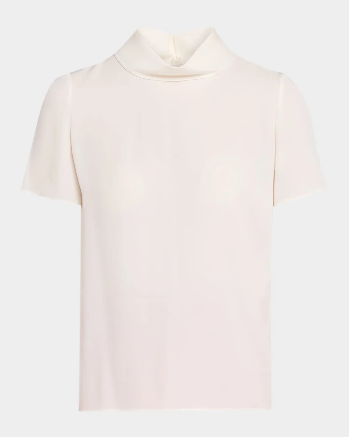 Mock-Neck Short-Sleeve Silk Top - 1