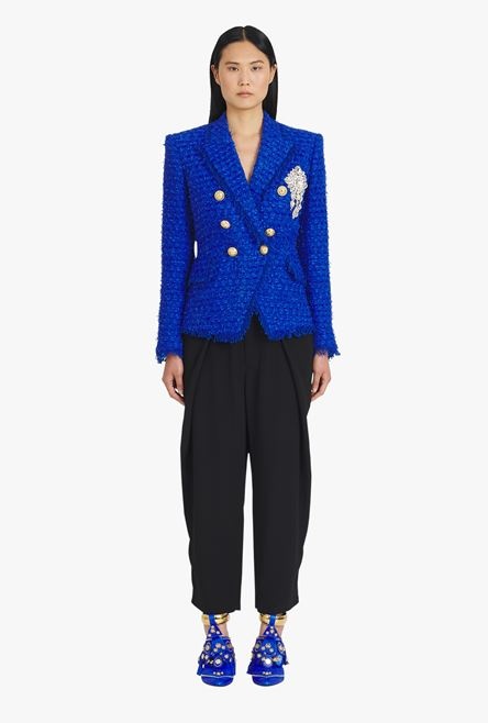 “Gitane” blue tweed jacket with embroidered jewel badge - 4