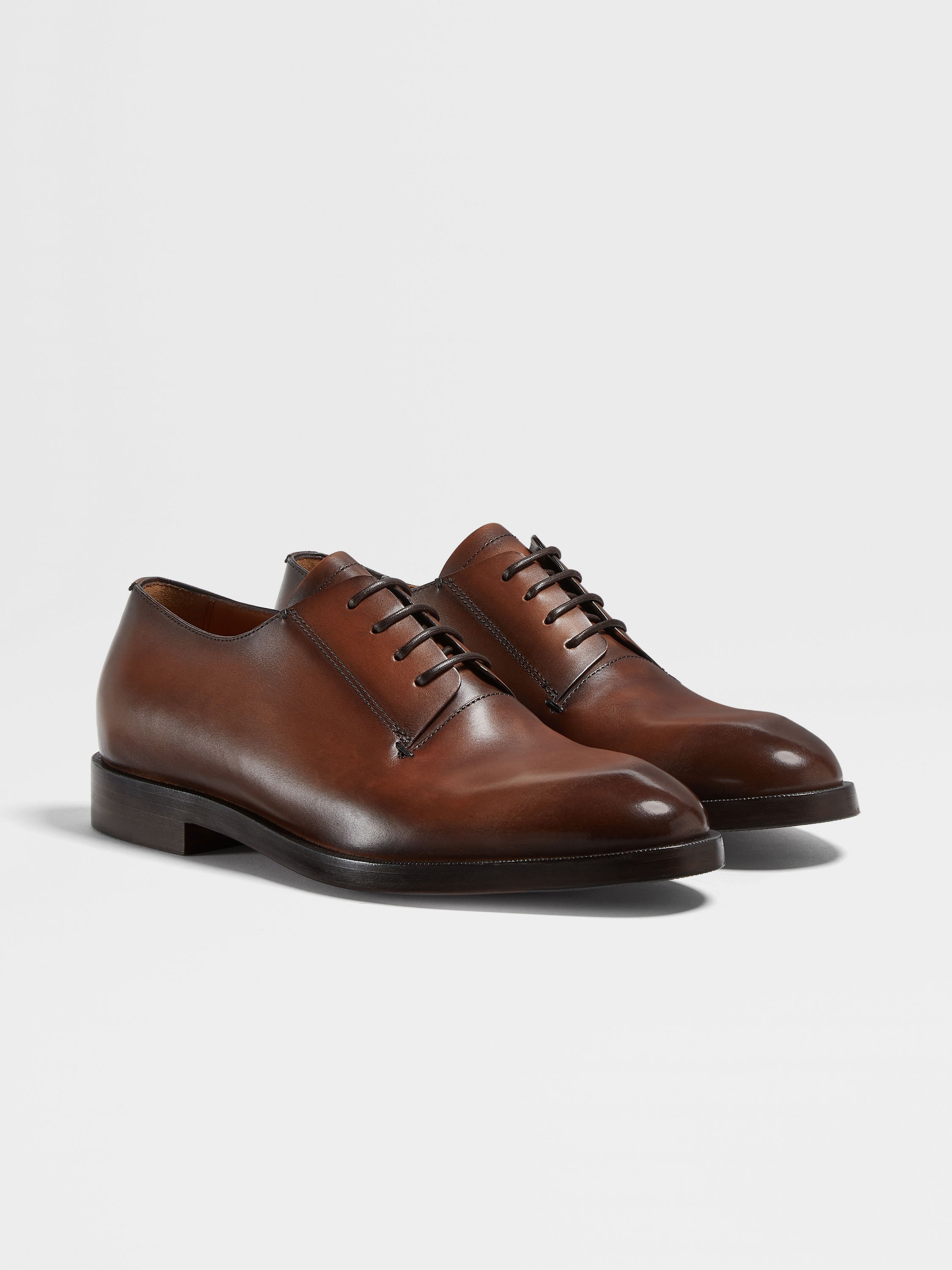LIGHT BROWN LEATHER TORINO DERBY SHOES - 3