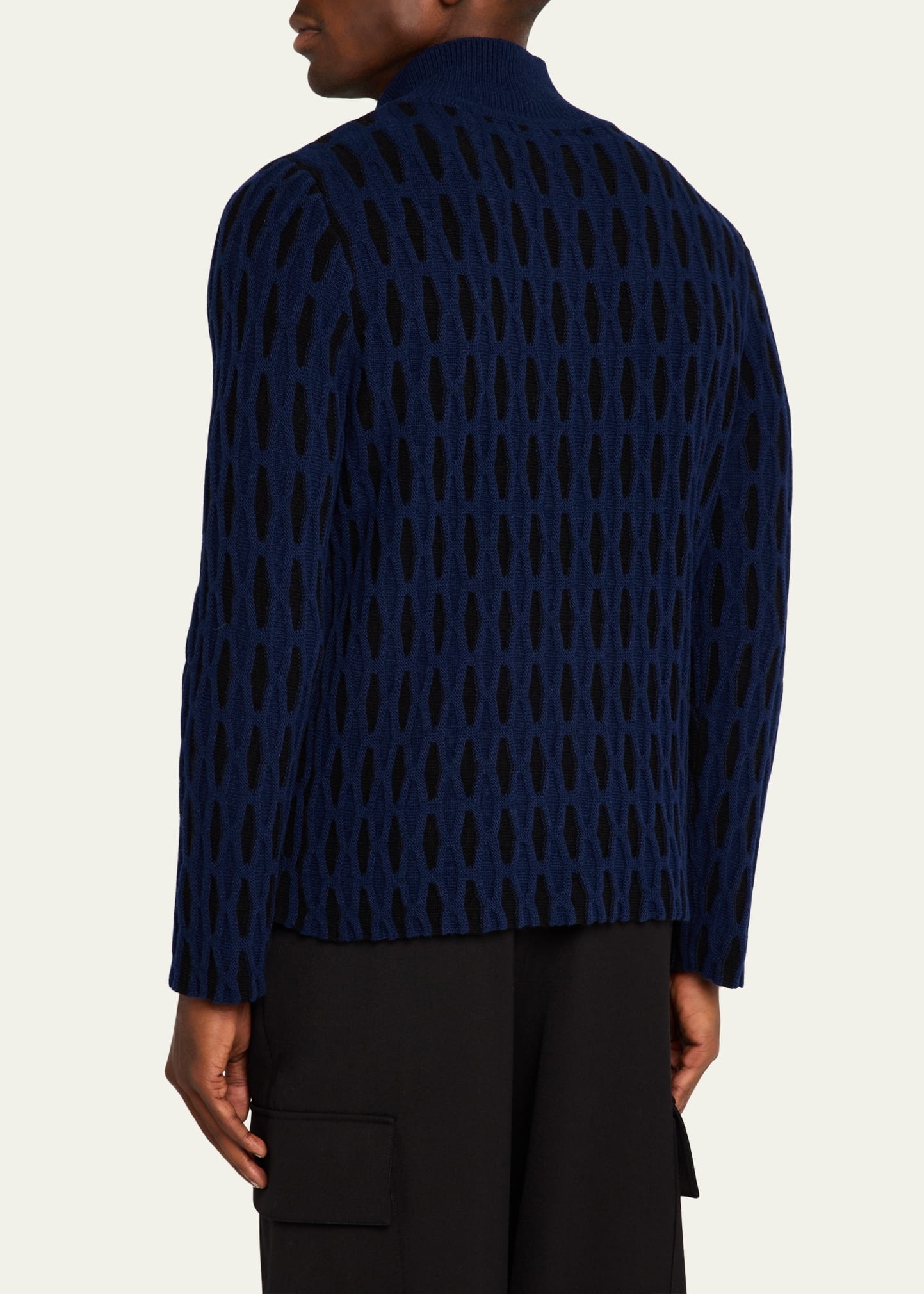 Men's Diamond Jacquard Quarter-Zip Sweater - 3