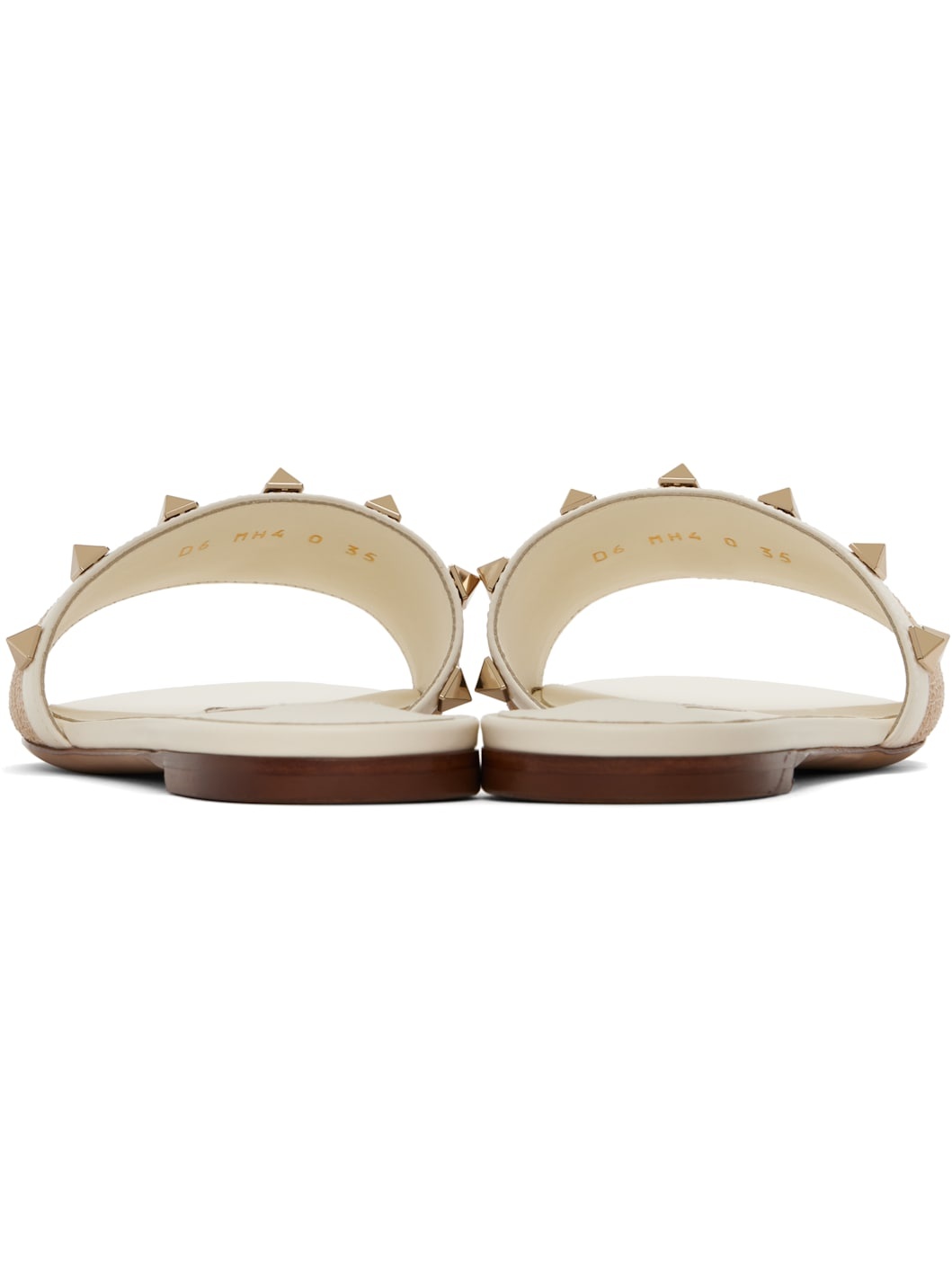 Off-White & Beige Rockstud Slide Sandals - 2