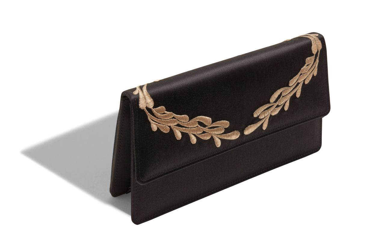 Black and Gold Satin Clutch - 2