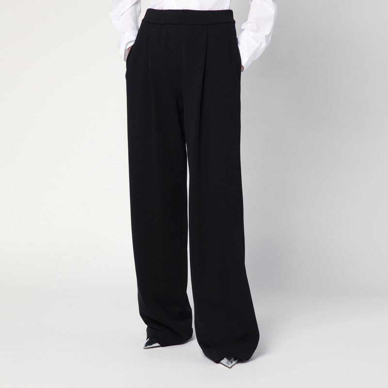 Dries Van Noten Wide Black Cotton Trousers Women - 1