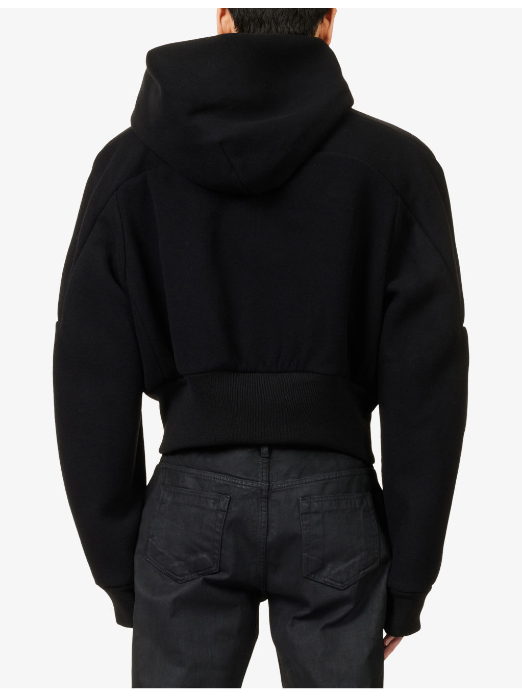 Hooded Flight Wool Cropped Bomber Jacket - 4