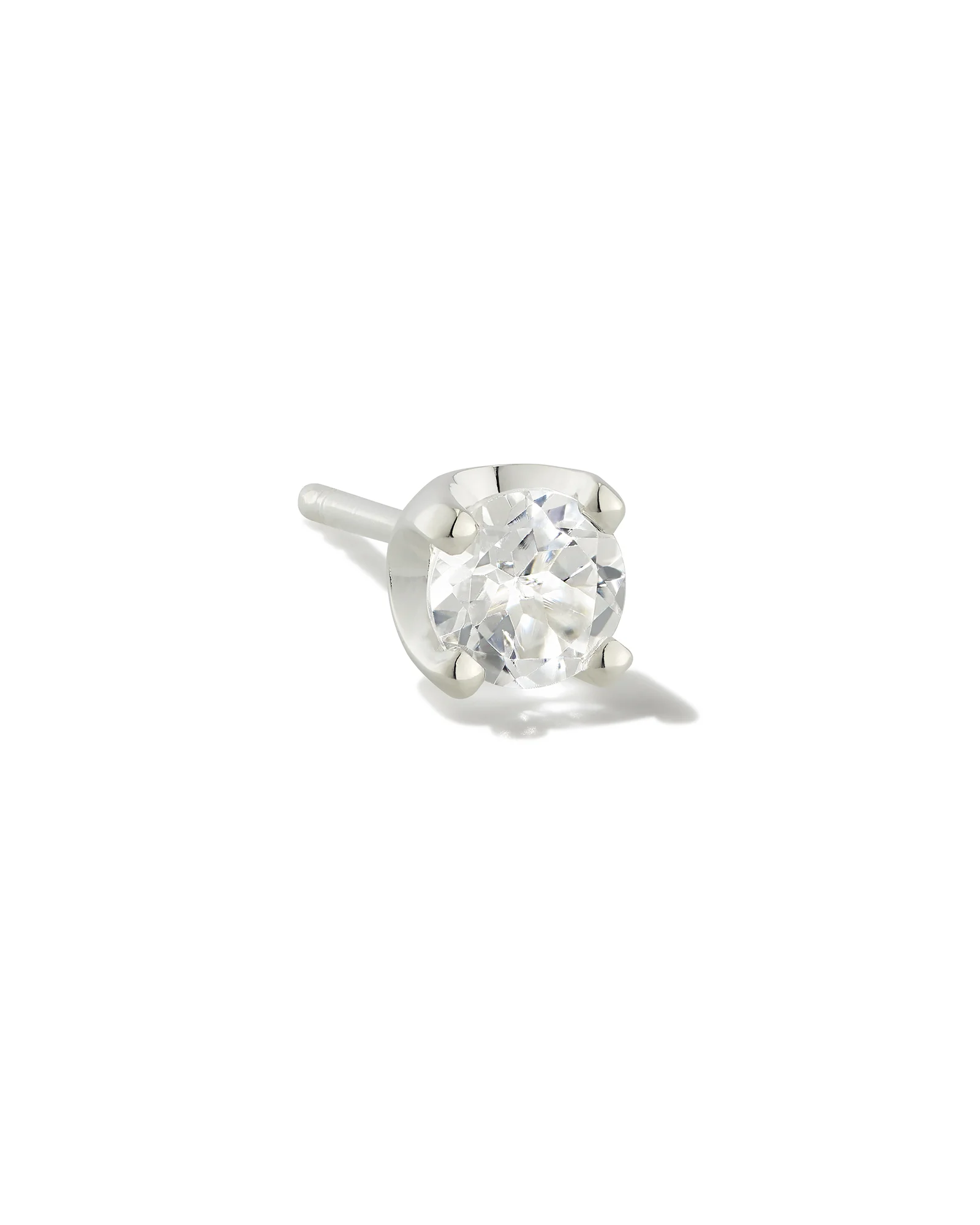 Topaz Sterling Silver Single Stud Earring in White Topaz - 1