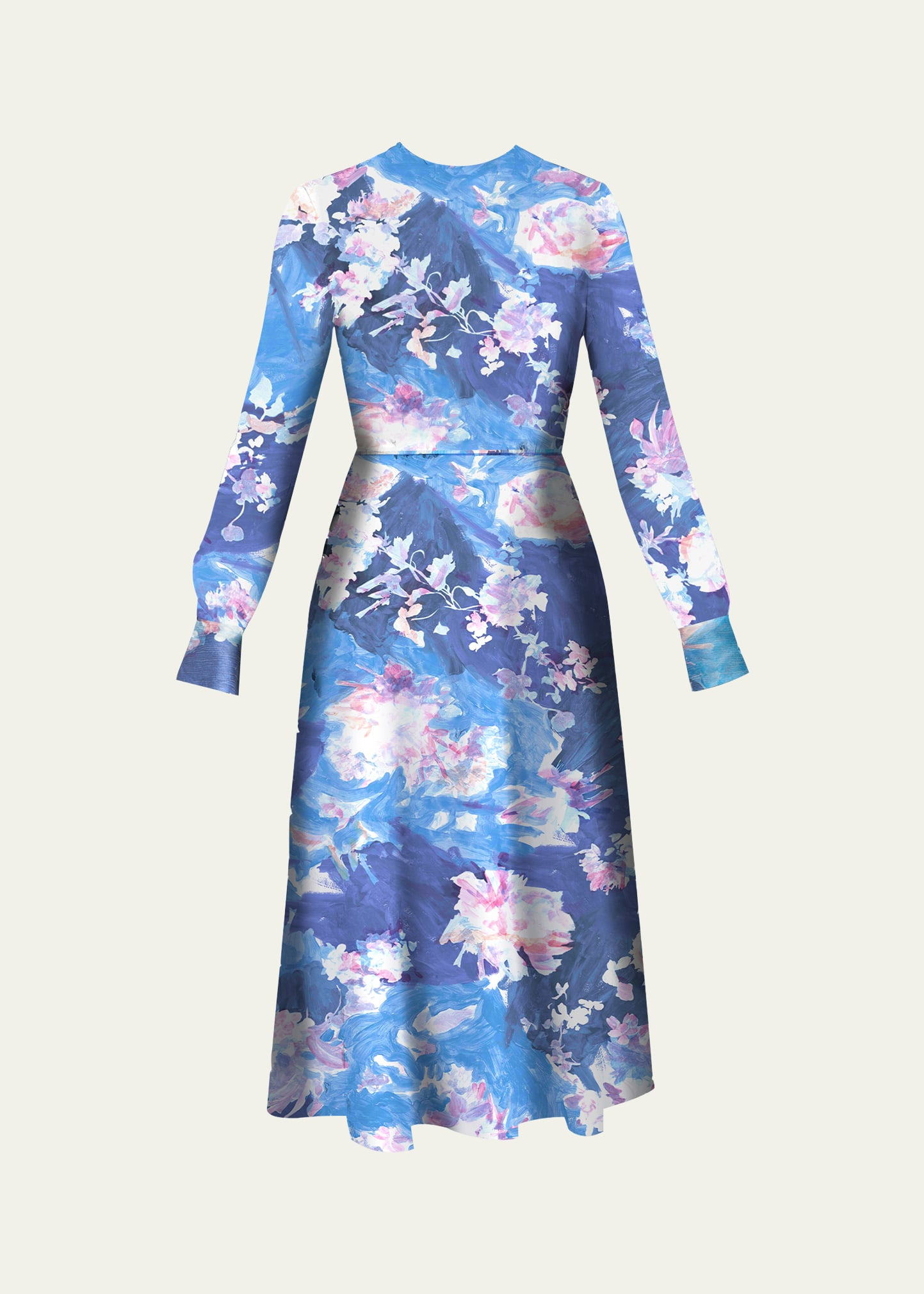 Long-Sleeve Floral Midi Cocktail Dress - 1