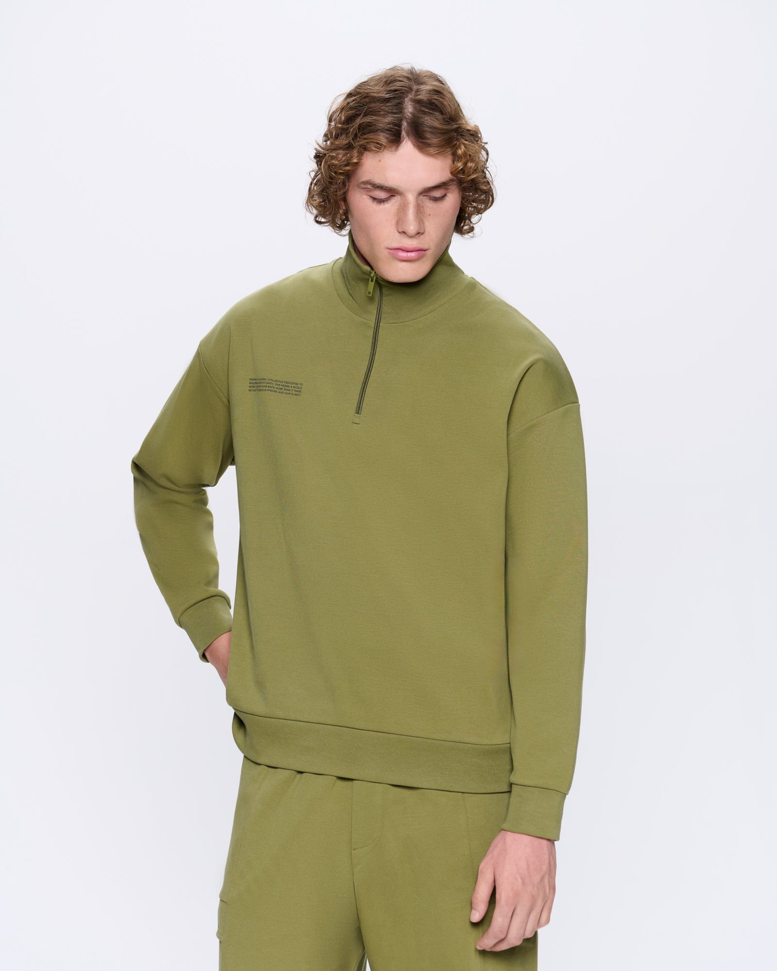 Mens DNA Double Jersey Half Zip Sweatshirt - Highland Green - 3