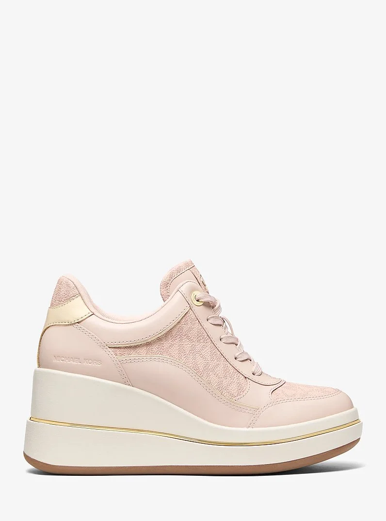 Emmy Signature Logo and Leather Wedge Trainer - 1
