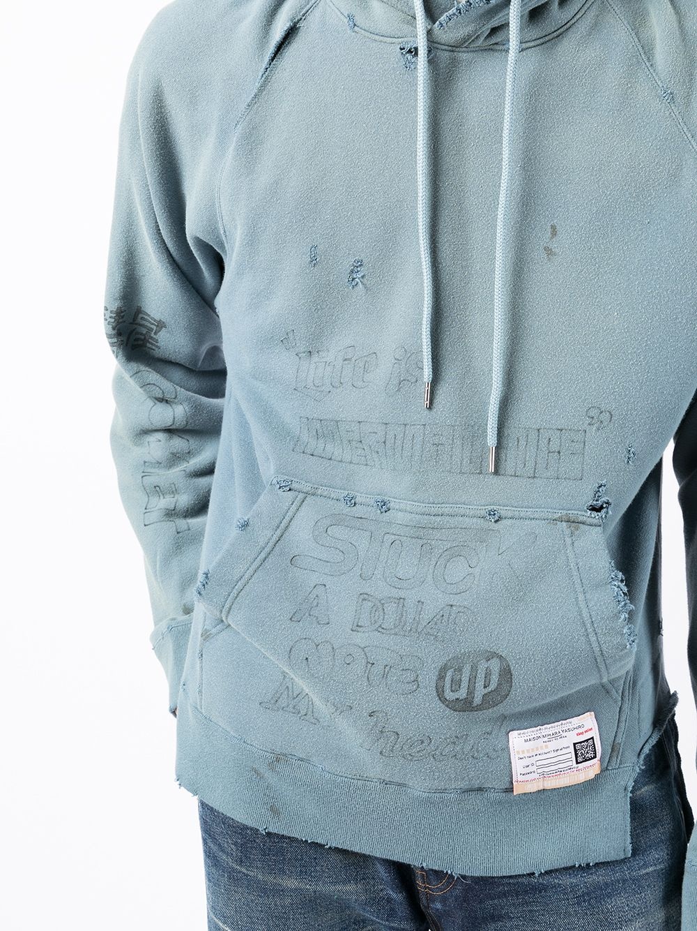 distressed-detail hoodie - 5