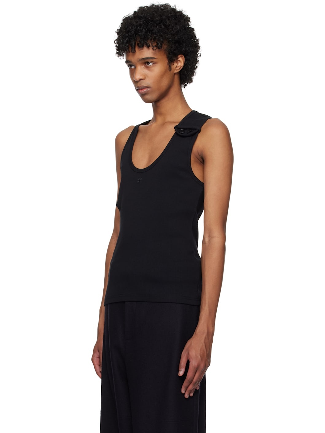 Black 90's Rib Cut Out Tank Top - 4