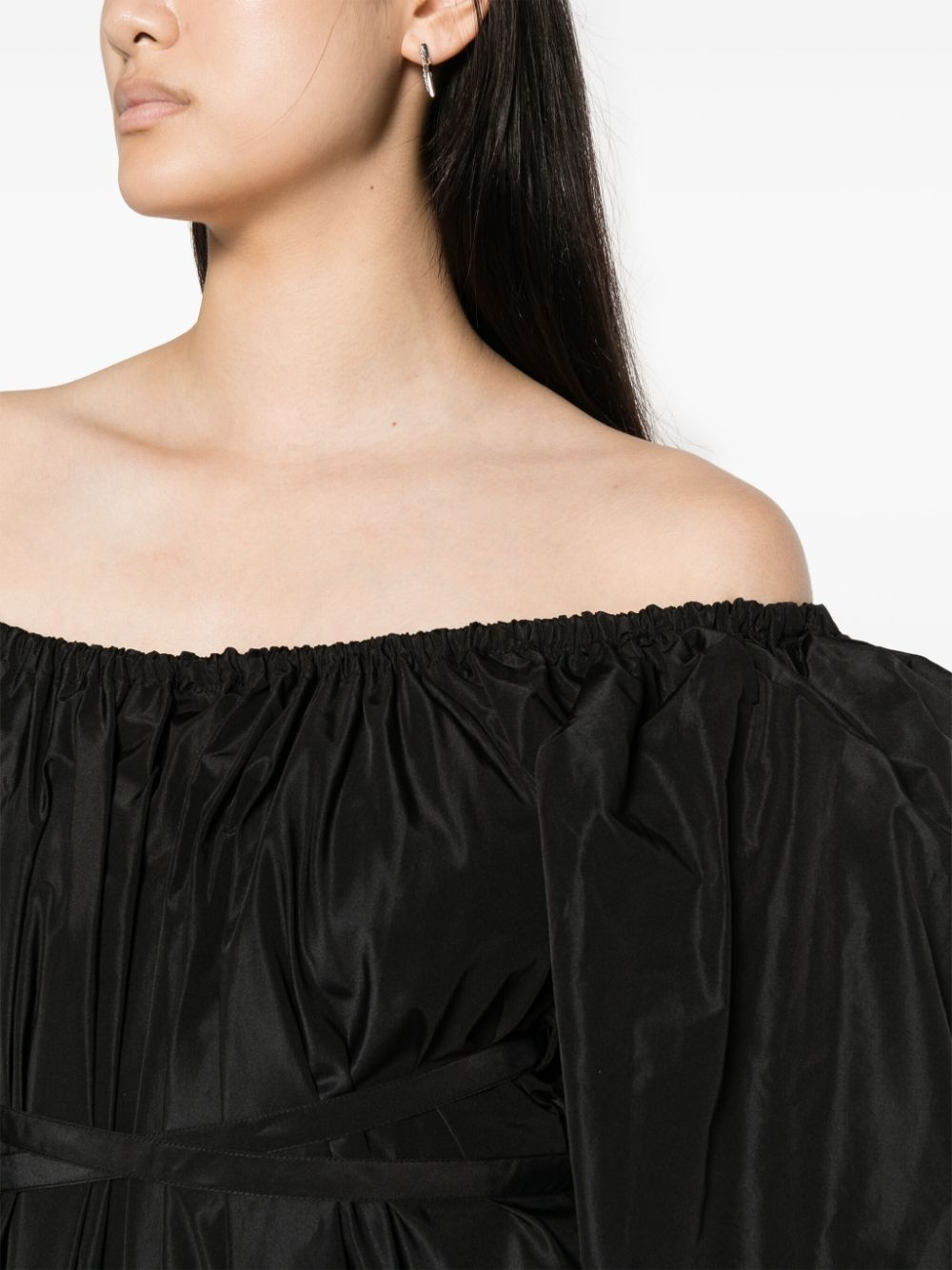 off-shoulder ruched midi dress - 5