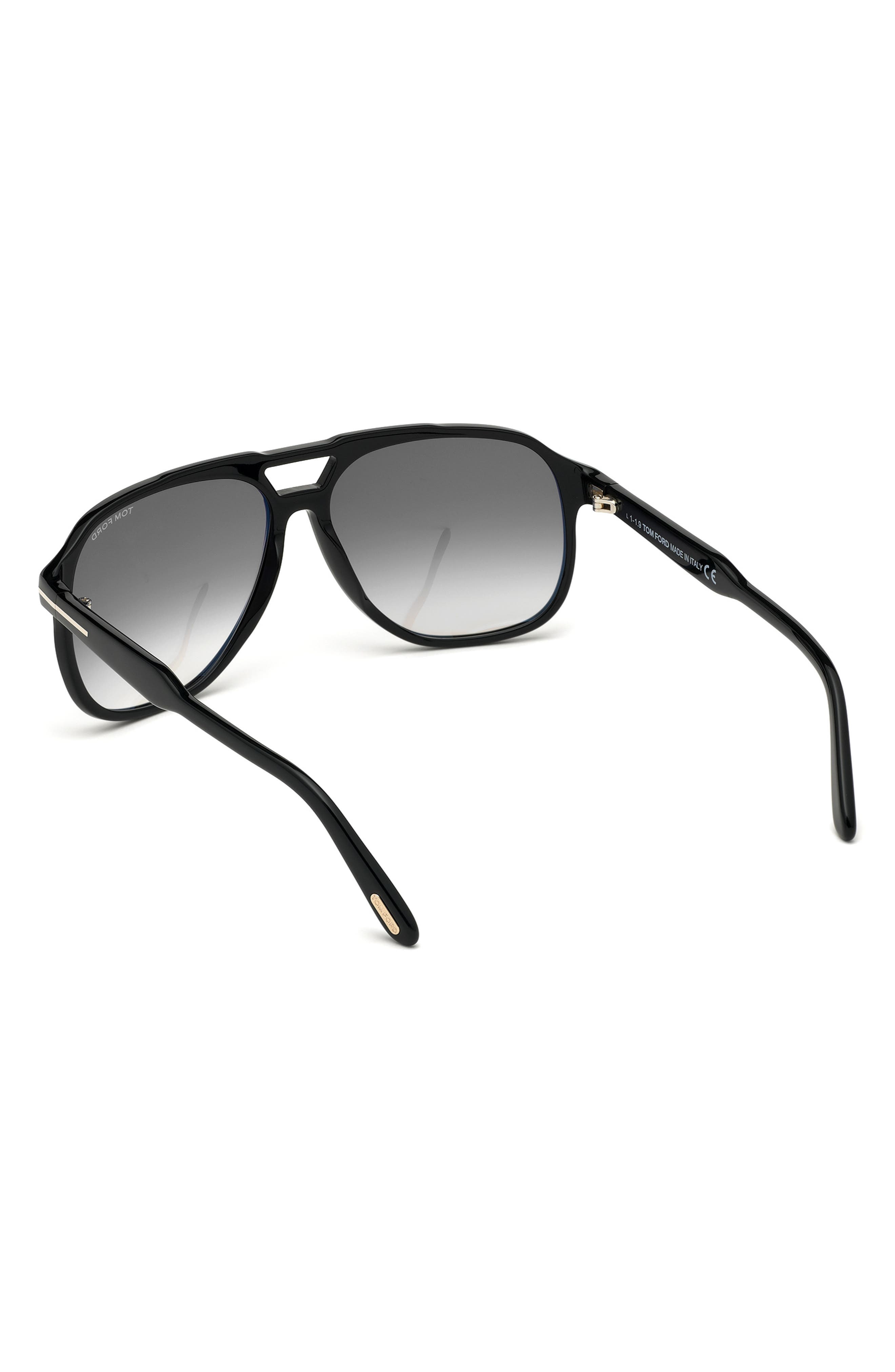 TOM FORD Raoul 62mm Gradient Navigator Sunglasses in Shiny Black /Smoke Polarized at Nordstrom - 6