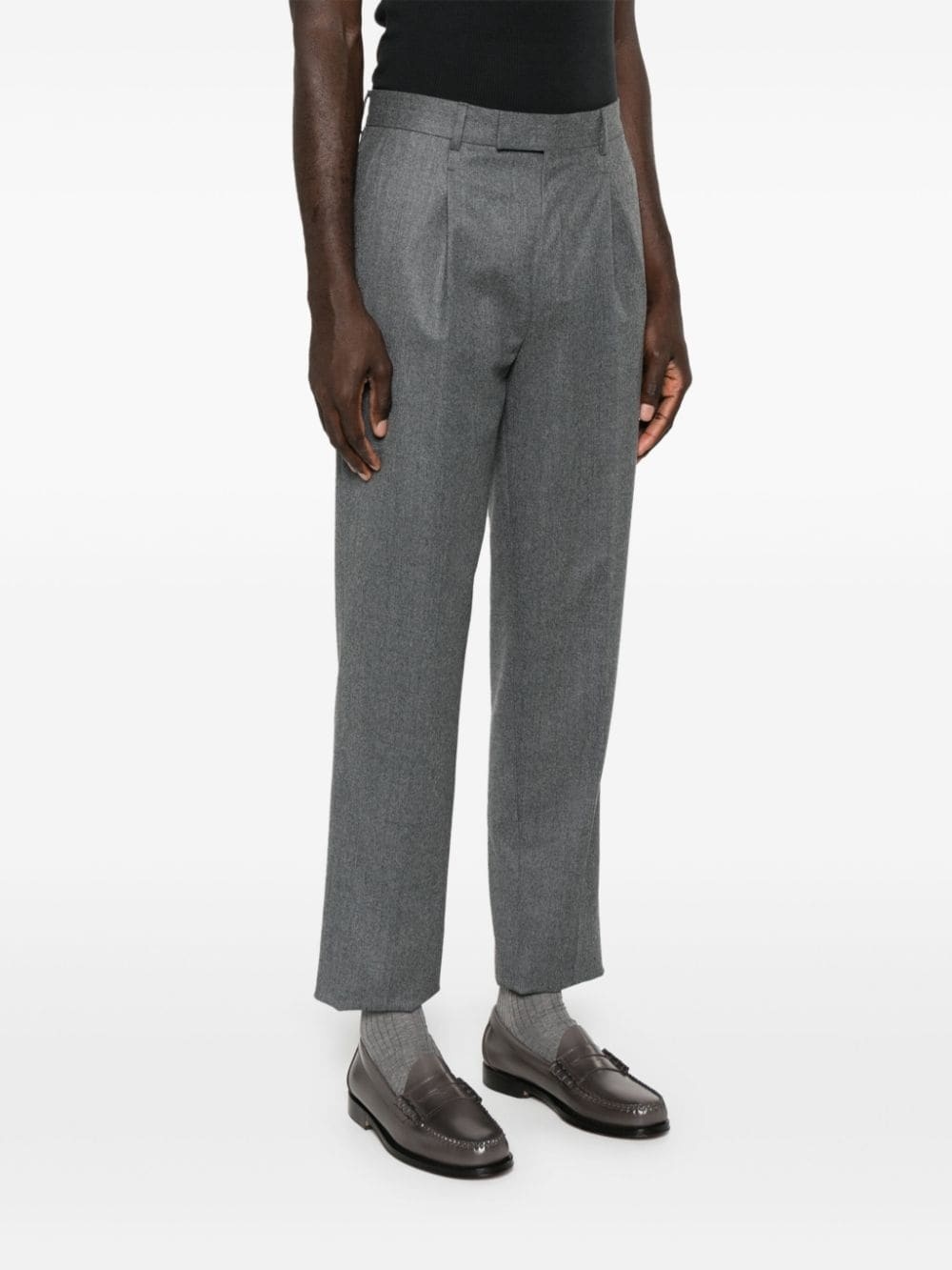 slim-cut wool trousers - 3