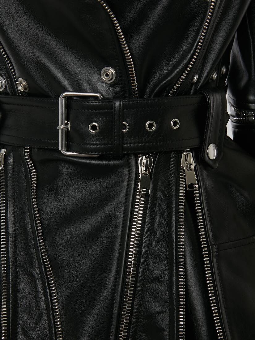Open Neckline Biker Jacket in Black - 5