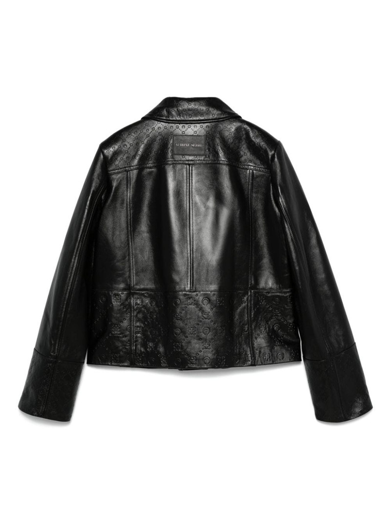 Marine Serre Moonogram-embossed leather jacket outlook