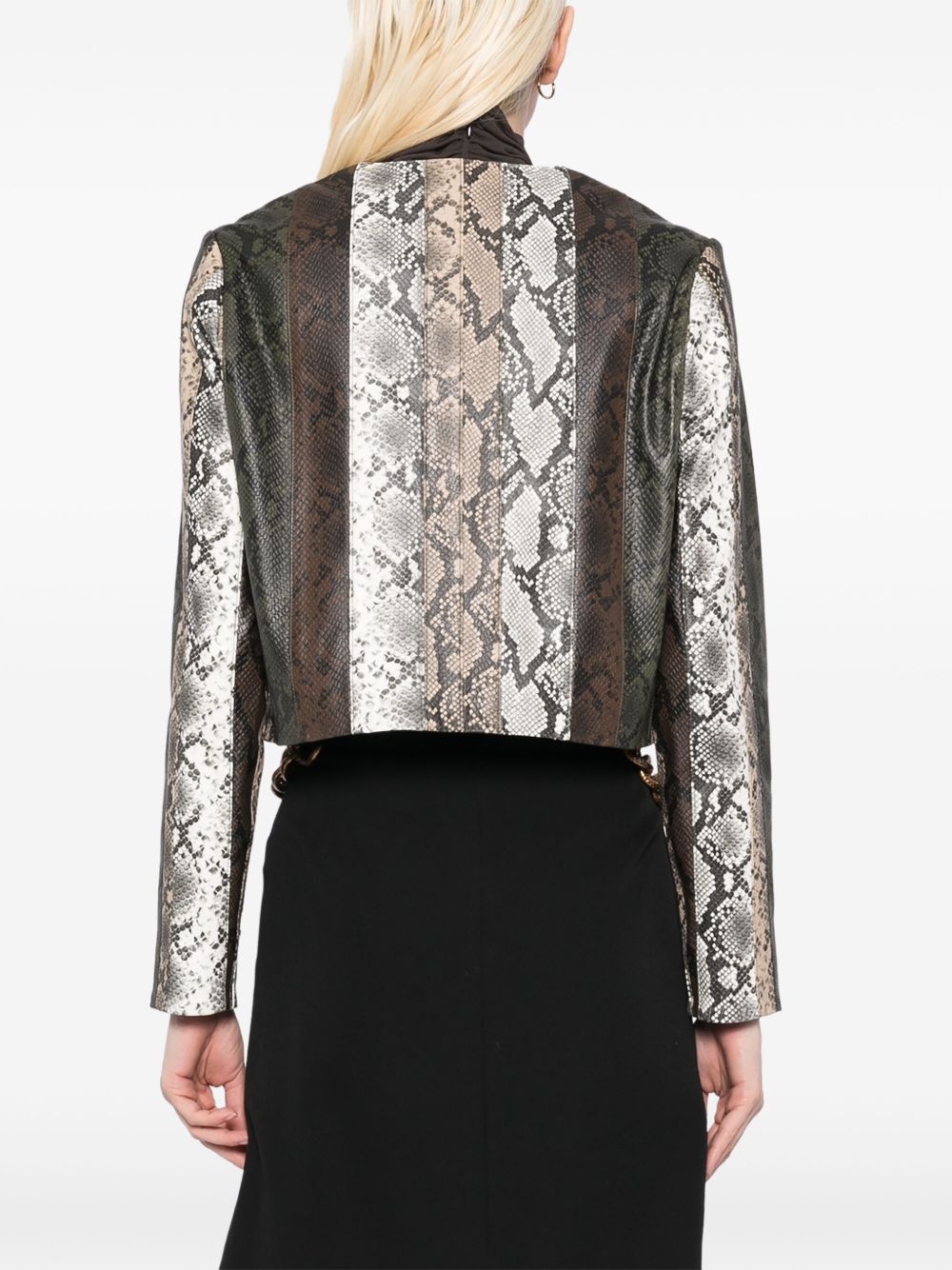 snake-embossed vegan cropped jacket - 4