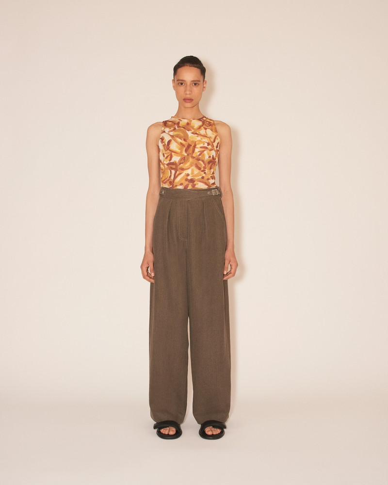 Nanushka JULIETA - Slouchy wide leg pure denim linen jeans - Khaki outlook