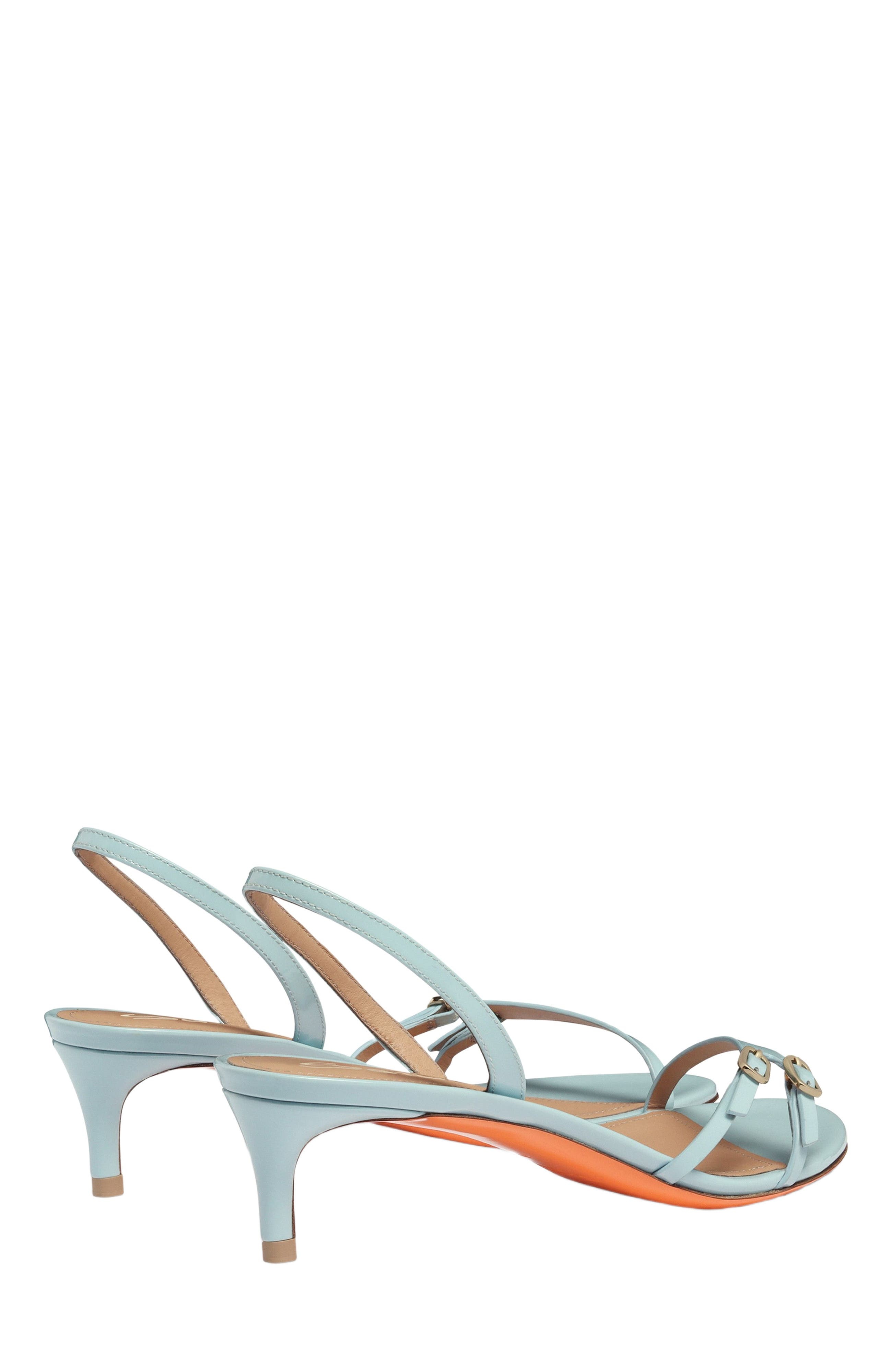 Santoni Women's patent leather mid-heel sandal in Blue at Nordstrom - 4