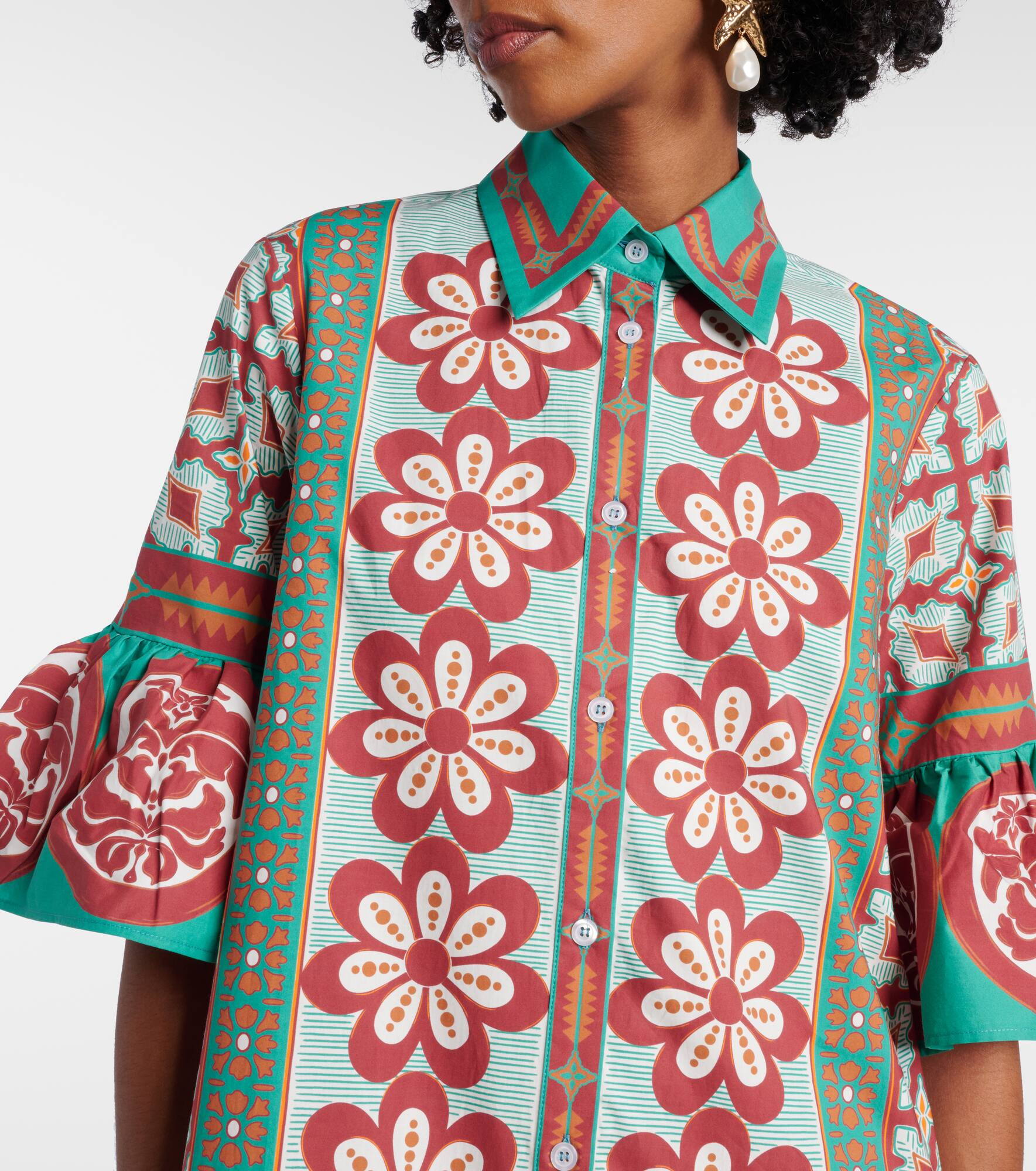 Choux printed cotton poplin shirt dress - 4