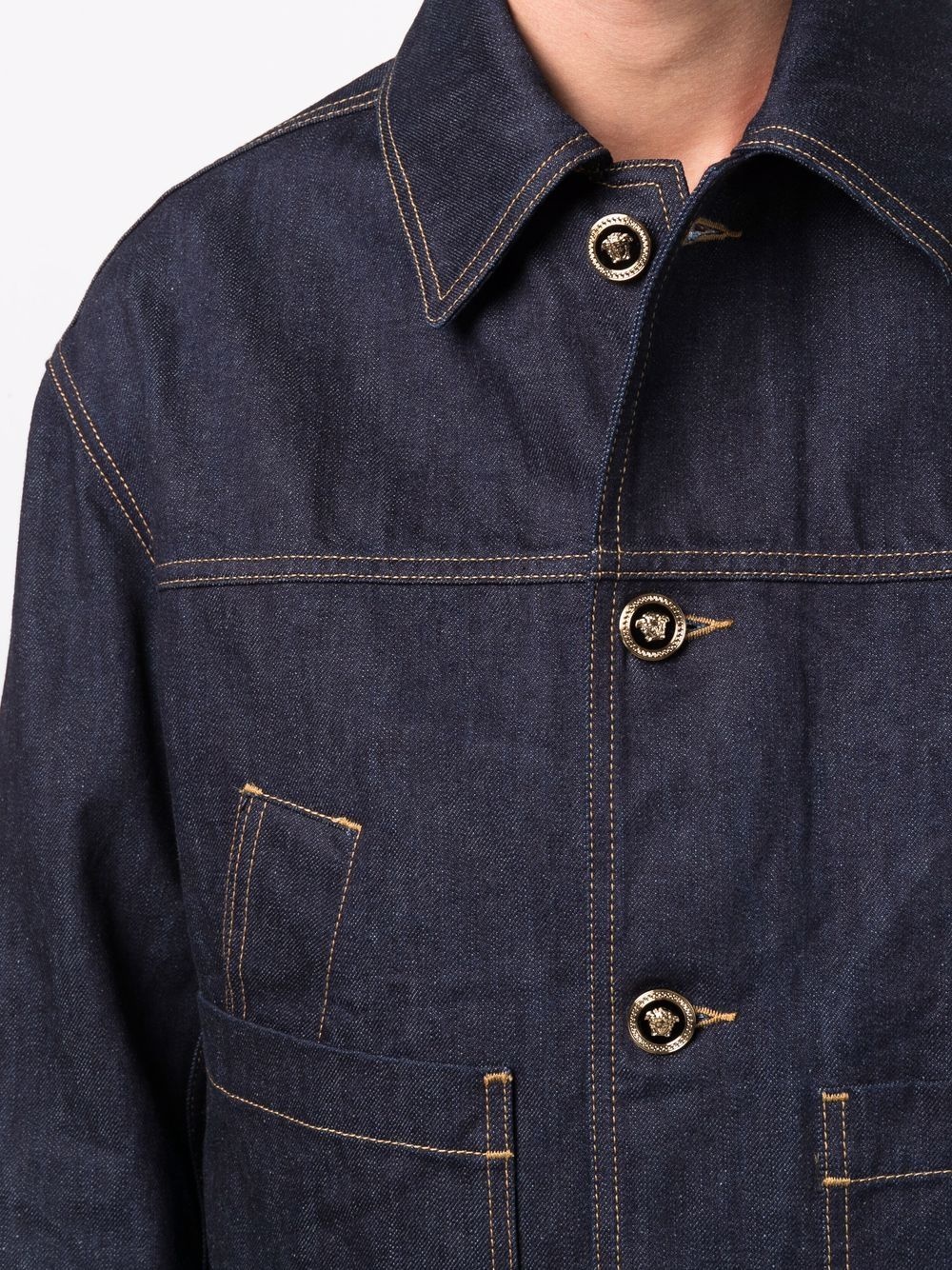 contrast-stitching denim jacket - 5