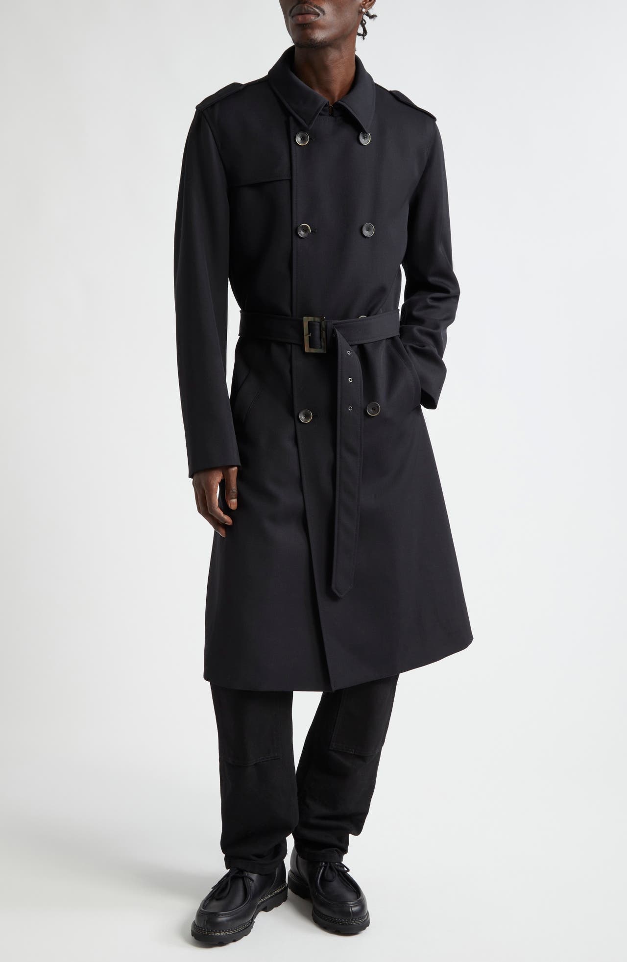 Herno Herno Double Breasted Insulated Trench Coat in Black at