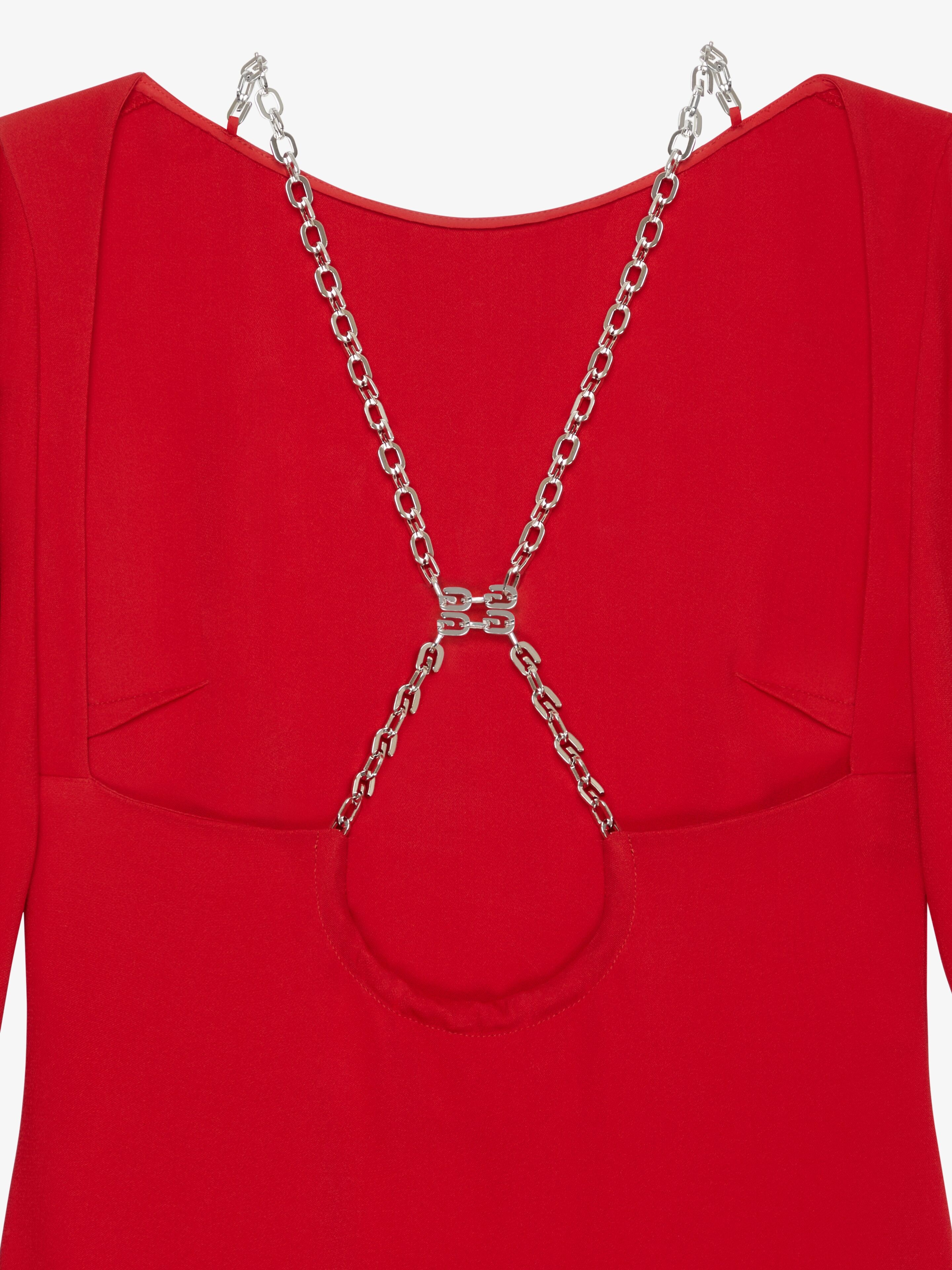 BACKLESS DRESS WITH G LINK CHAIN STRAPS - 6