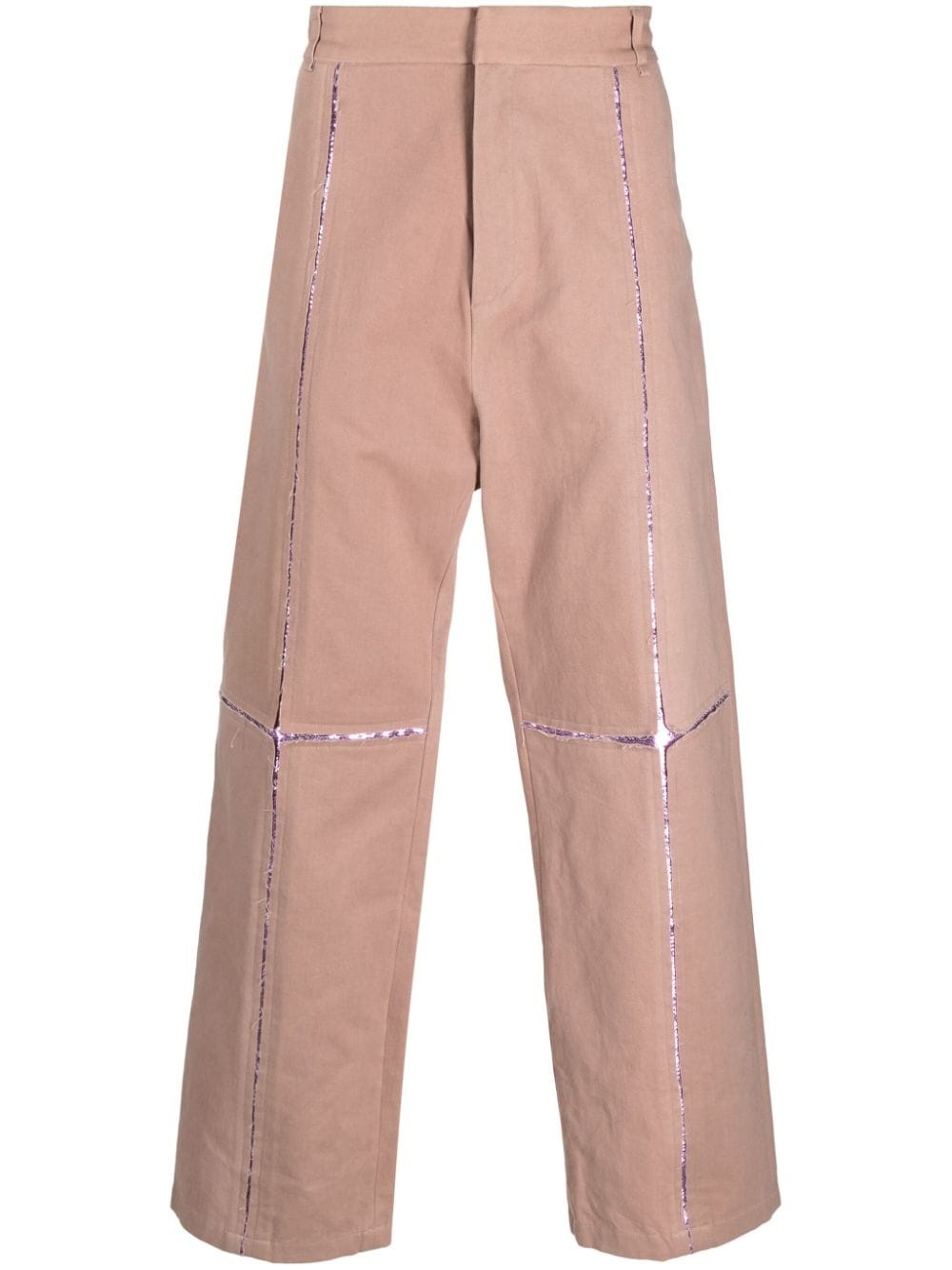 metallic ripped cotton trousers - 1