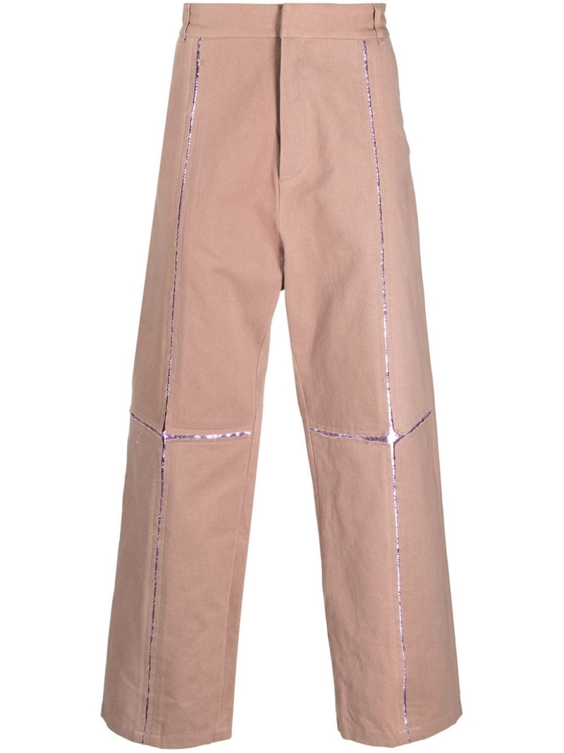 metallic ripped cotton trousers 1
