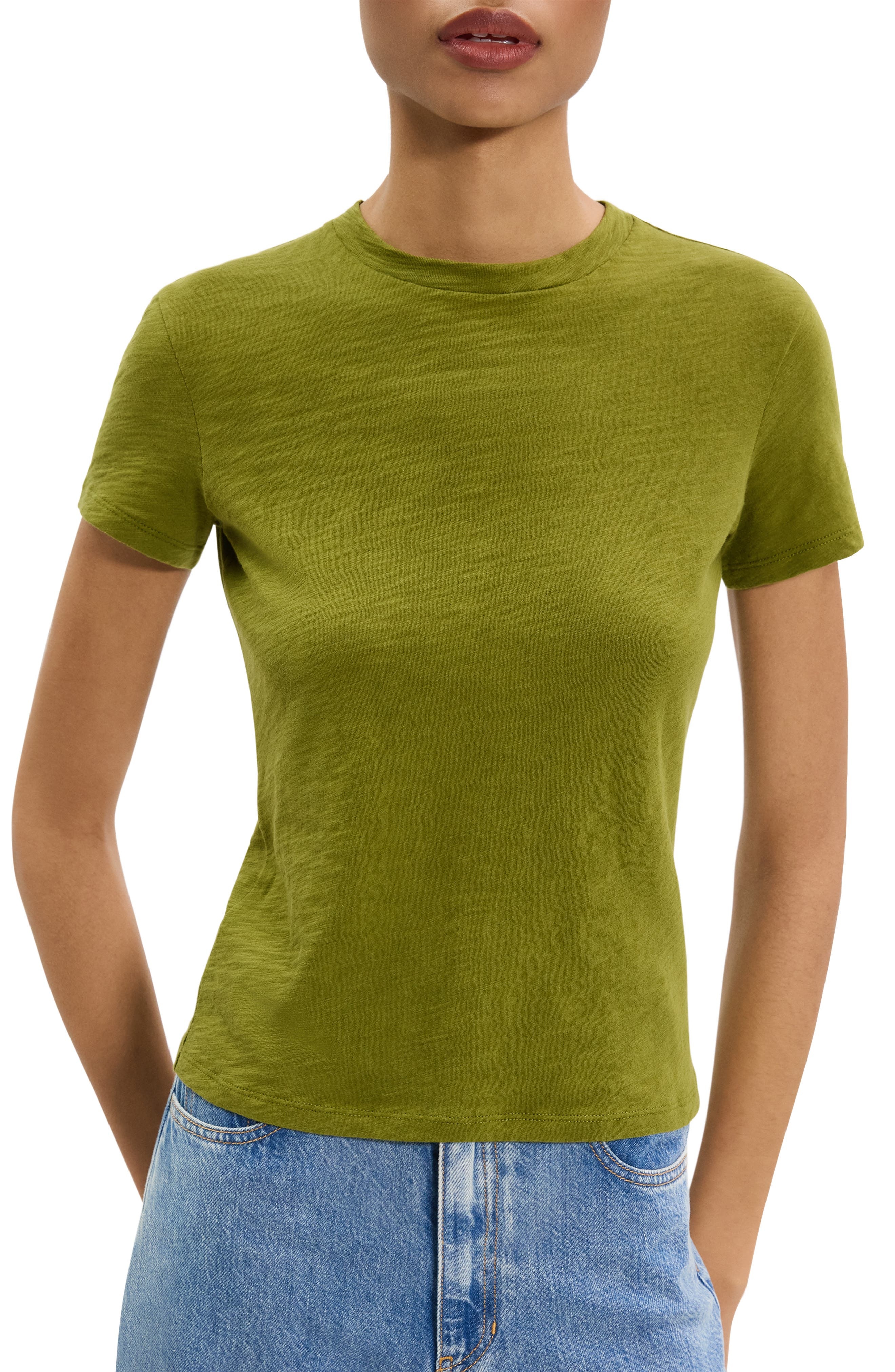 Theory 2 Nebulous Organic Cotton Tiny Tee in Avocado at Nordstrom - 4