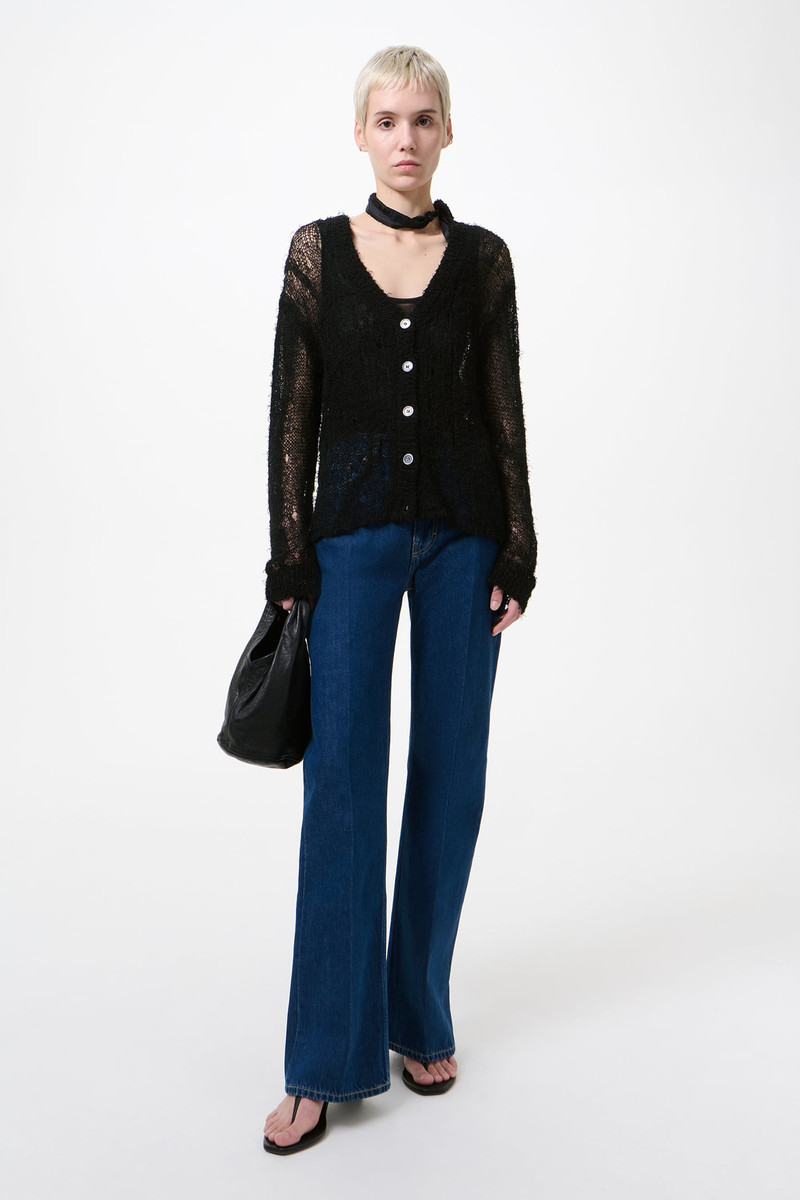 Our Legacy Academy Cardigan Black Ragged Open Linen outlook