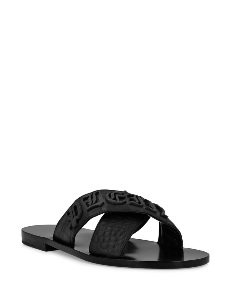 PHILIPP PLEIN crocodile-embossed leather sandals outlook