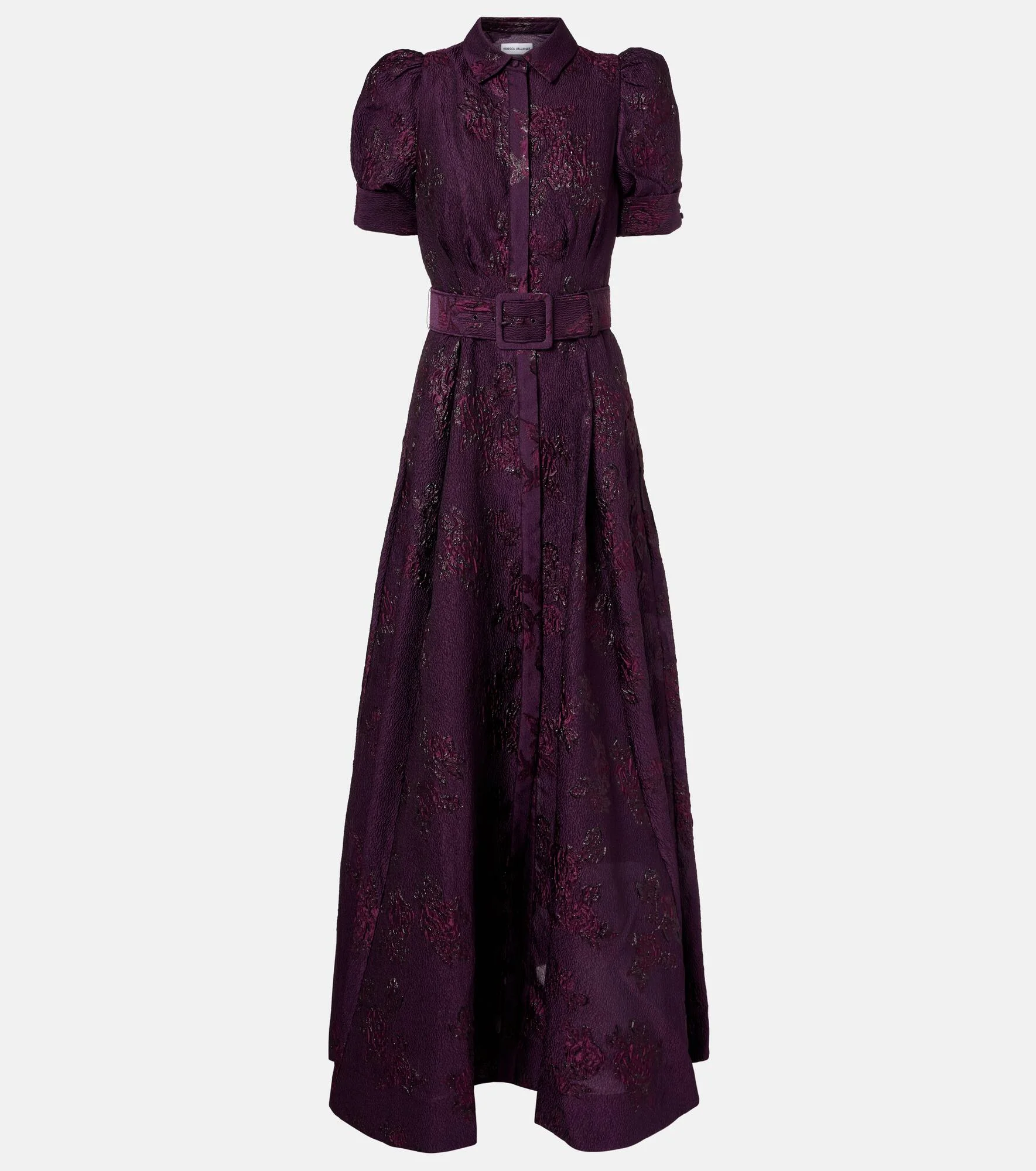 Afina belted floral brocade gown - 1