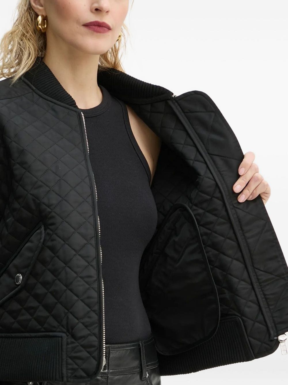 diamond-quilted bomber jacket - 5